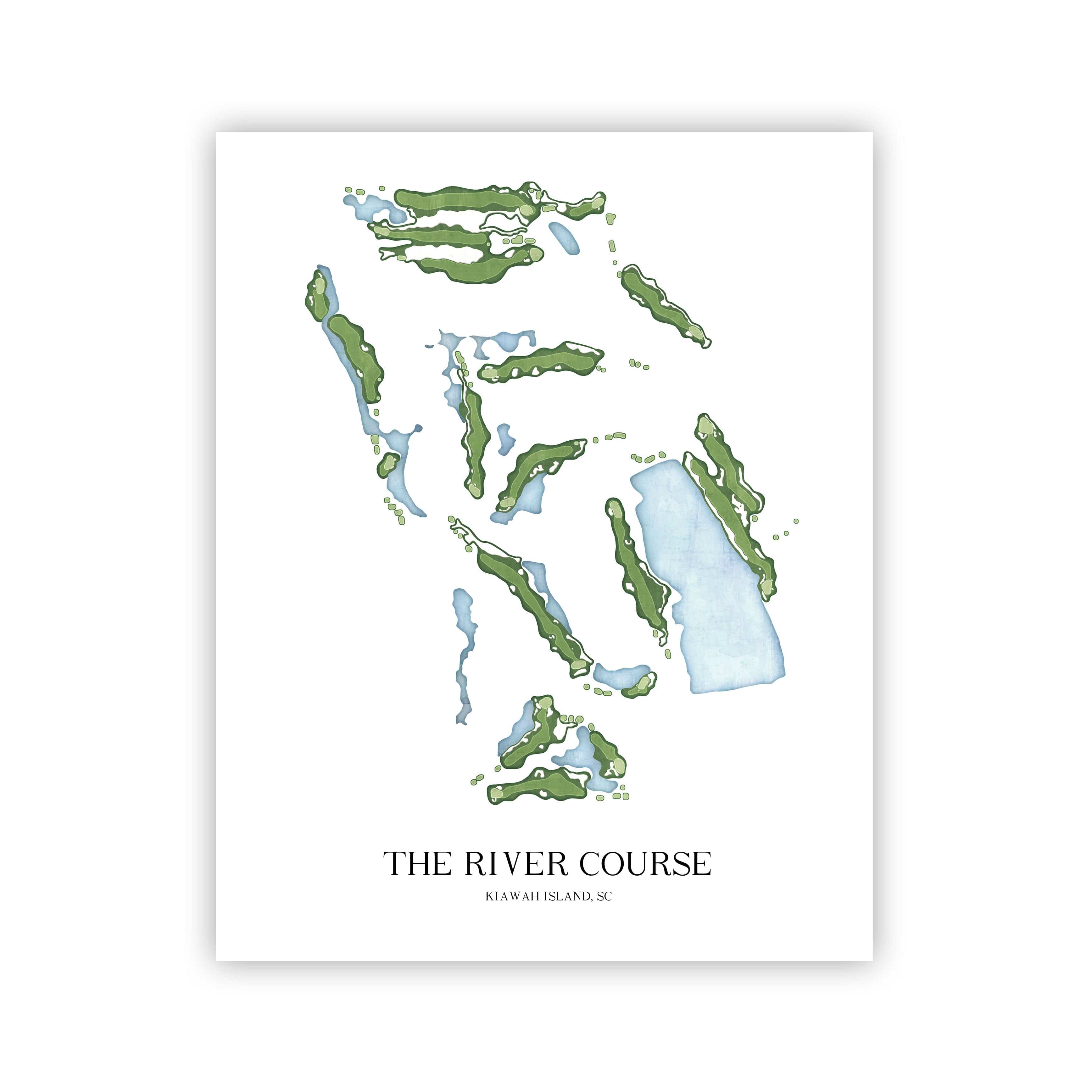 The 19th Hole Golf Shop - Golf Course Prints - The River Course - Kiawah Golf Course Map Golf Map