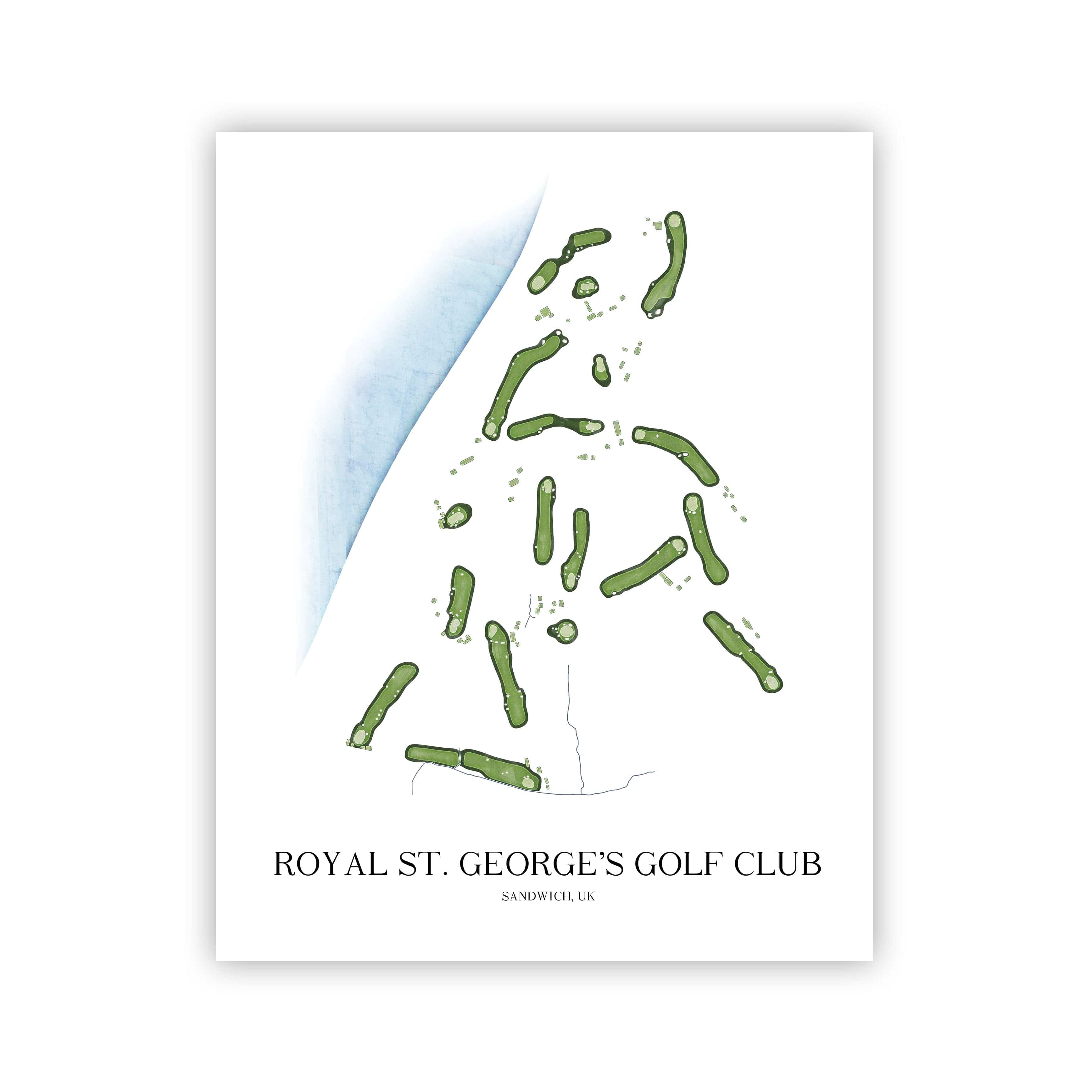 The 19th Hole Golf Shop - Golf Course Prints - The Royal St. George's Golf Course Map Golf Map