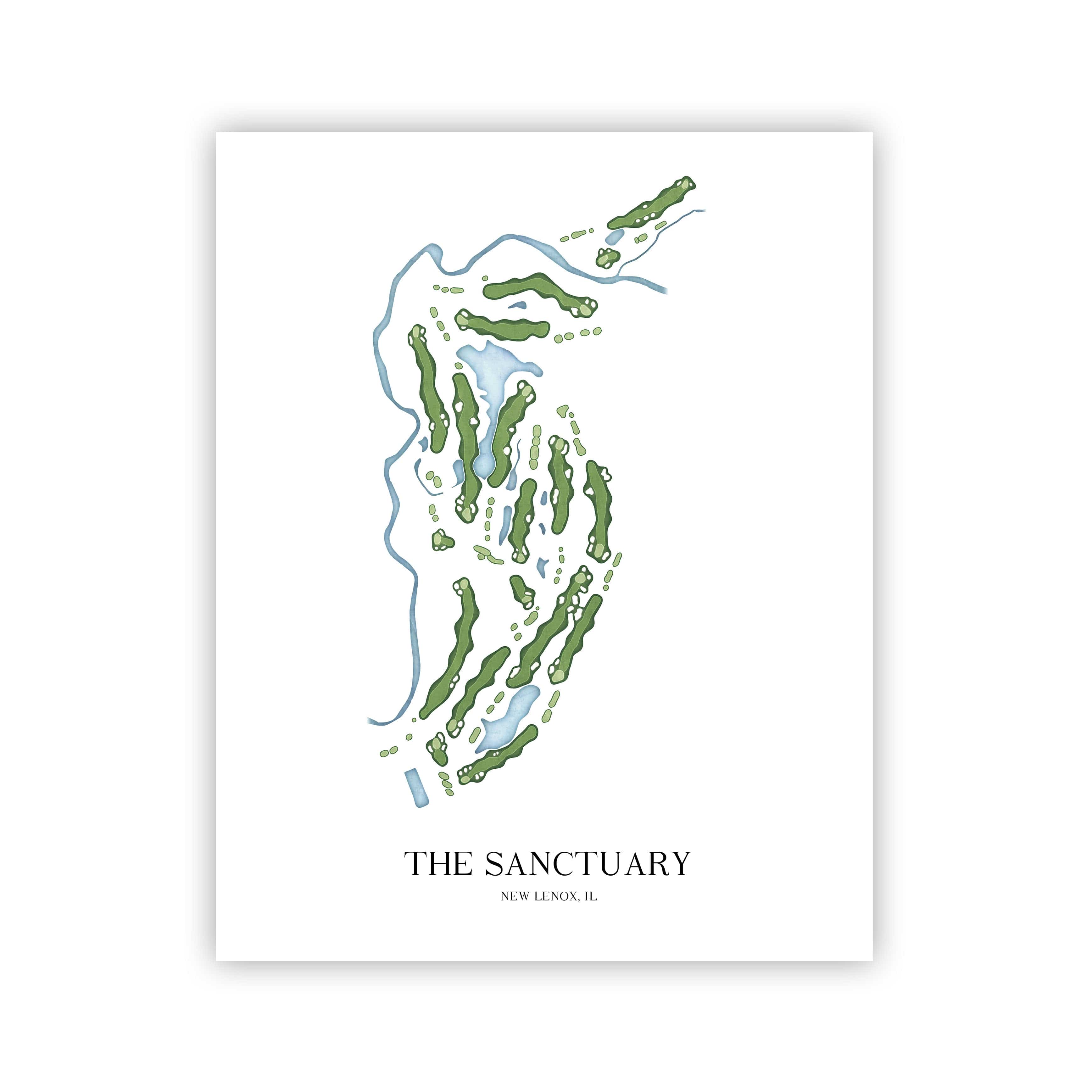 The 19th Hole Golf Shop - Golf Course Prints - The Sanctuary Golf Course Map Golf Map