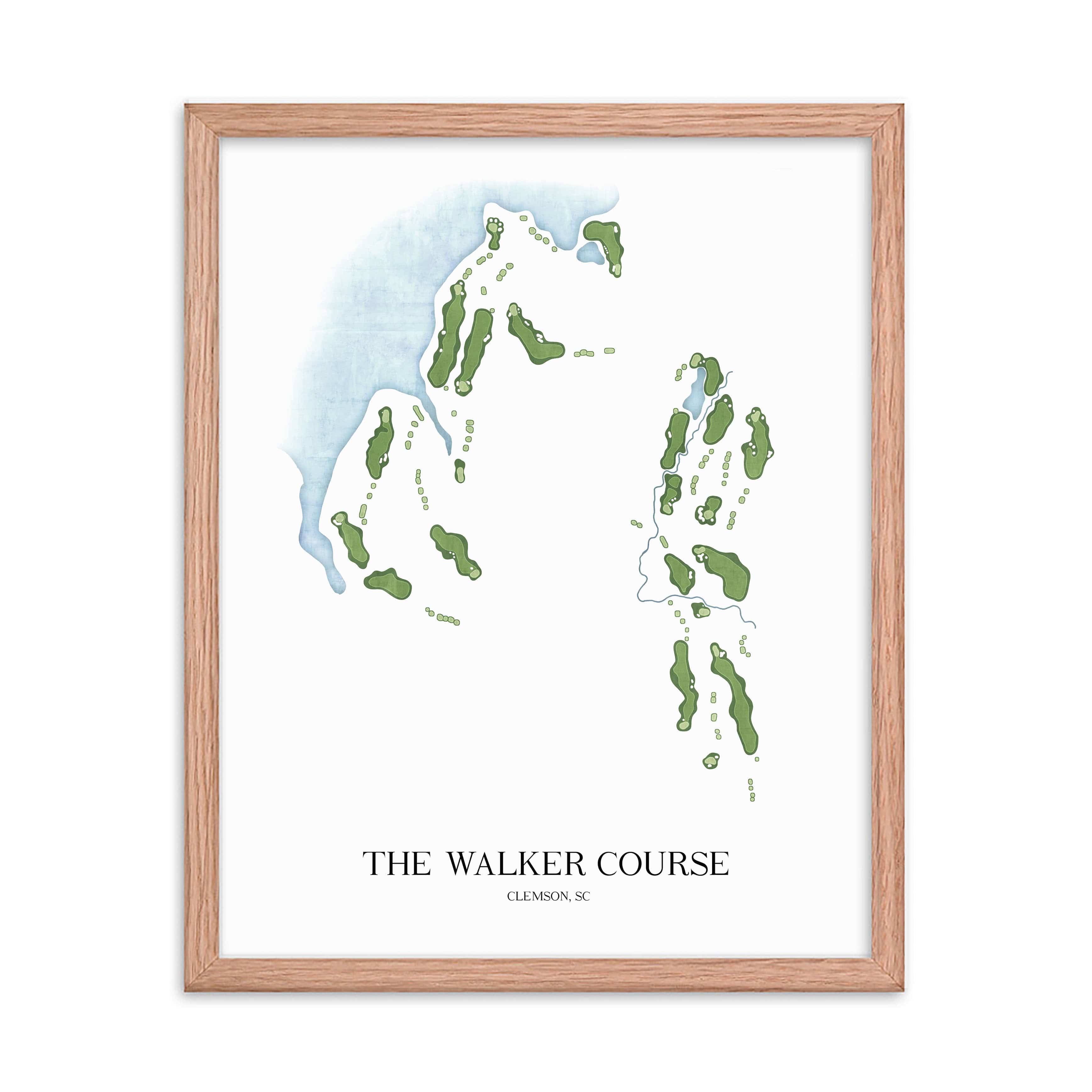 The 19th Hole Golf Shop - Golf Course Prints - The Walker Course - Clemson Golf Course Map Golf Map