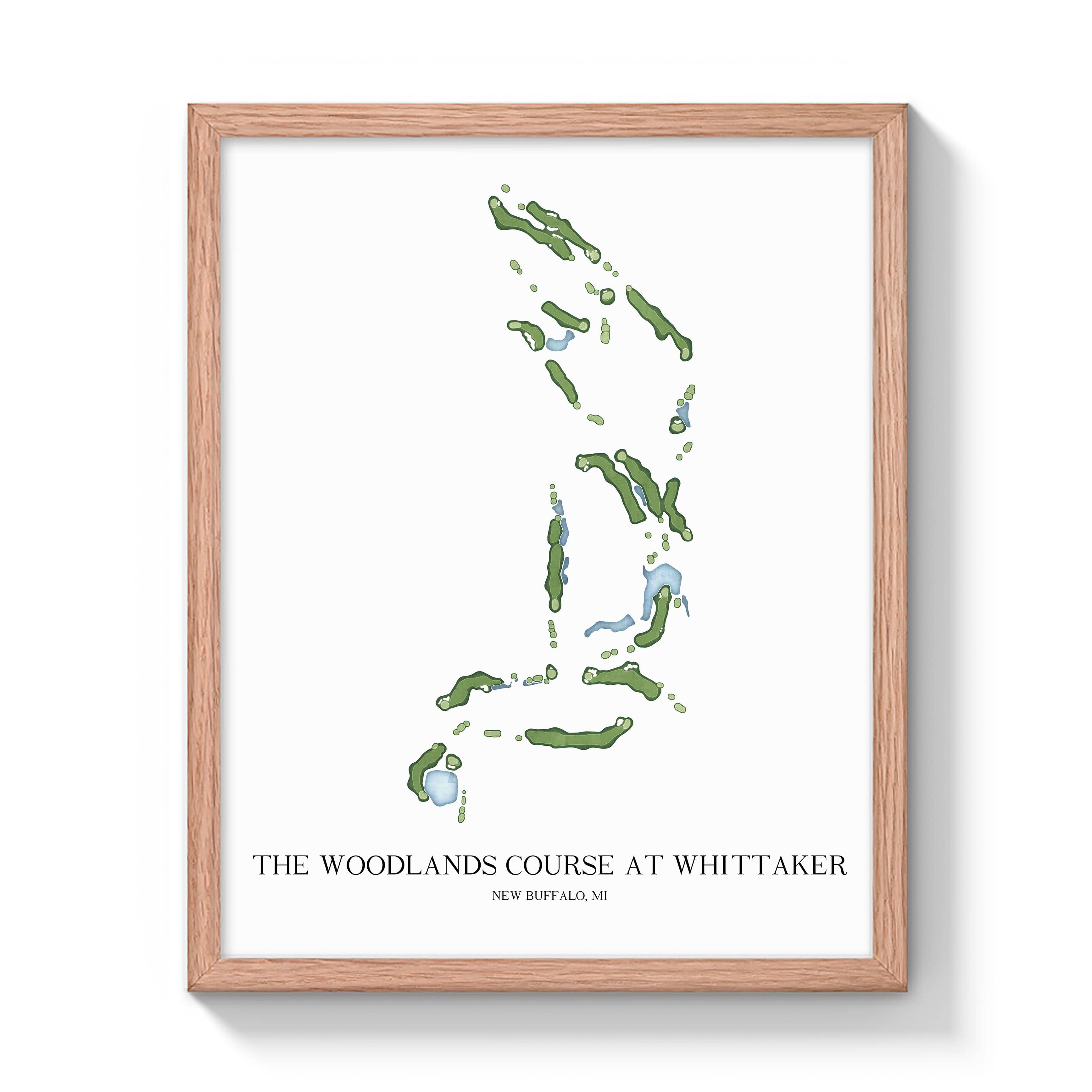 The 19th Hole Golf Shop - Golf Course Prints - The Woodlands Course at Whittaker Golf Course Map Golf Map