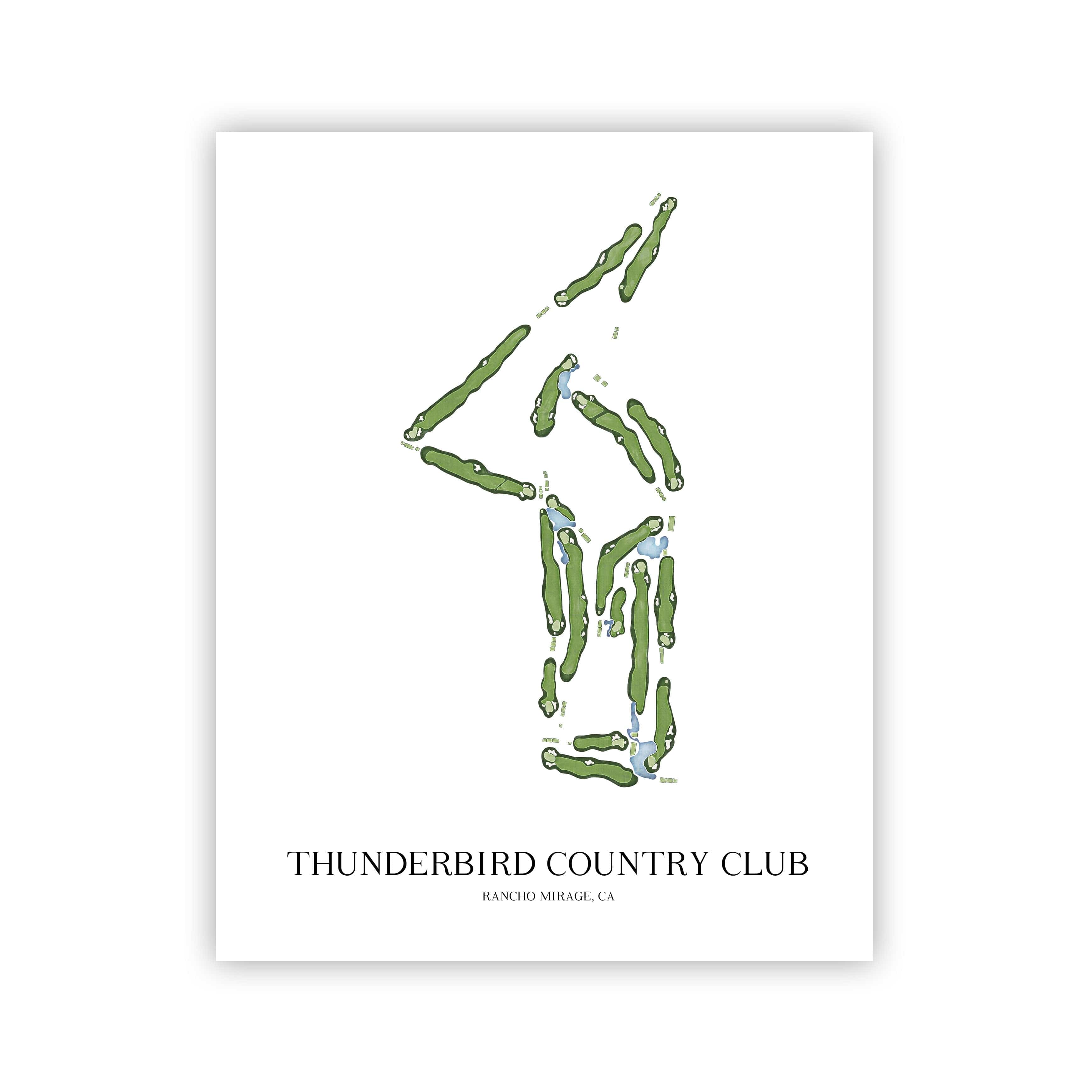 The 19th Hole Golf Shop - Golf Course Prints - Thunderbird Country Club Golf Course Map Golf Map