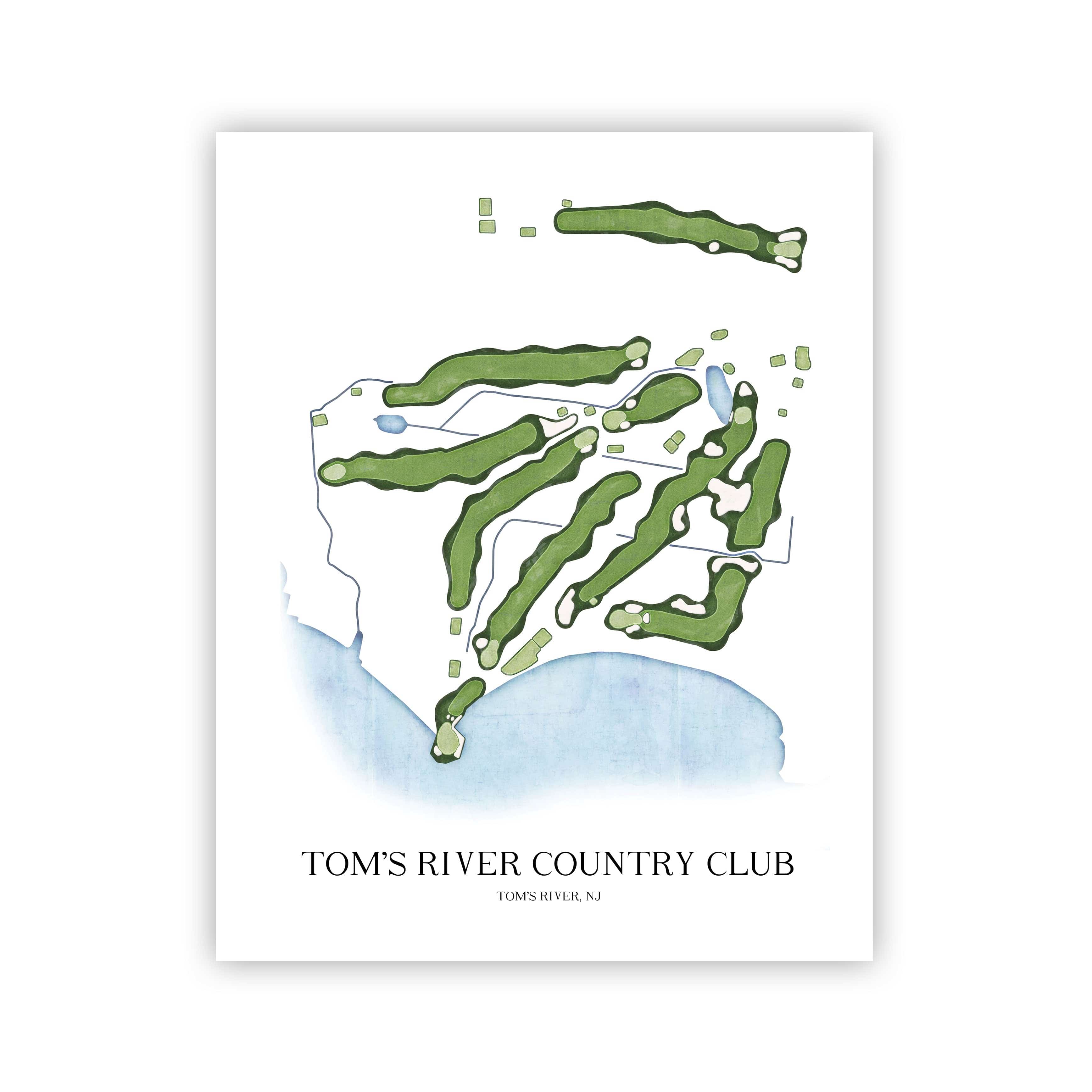 The 19th Hole Golf Shop - Golf Course Prints - Tom's River Country Club Golf Course Map Golf Map