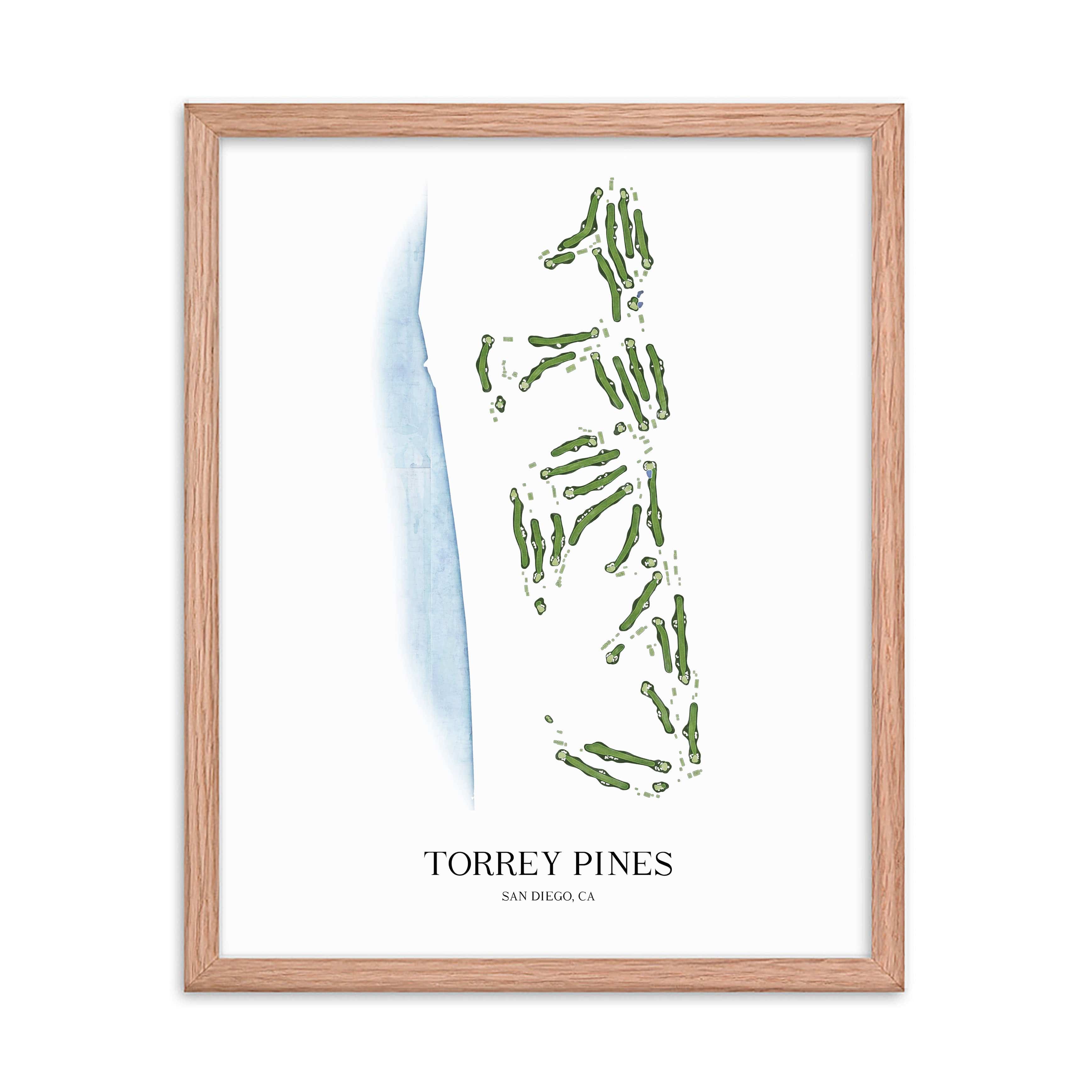 The 19th Hole Golf Shop - Golf Course Prints - Torrey Pines Golf Course Map Golf Map