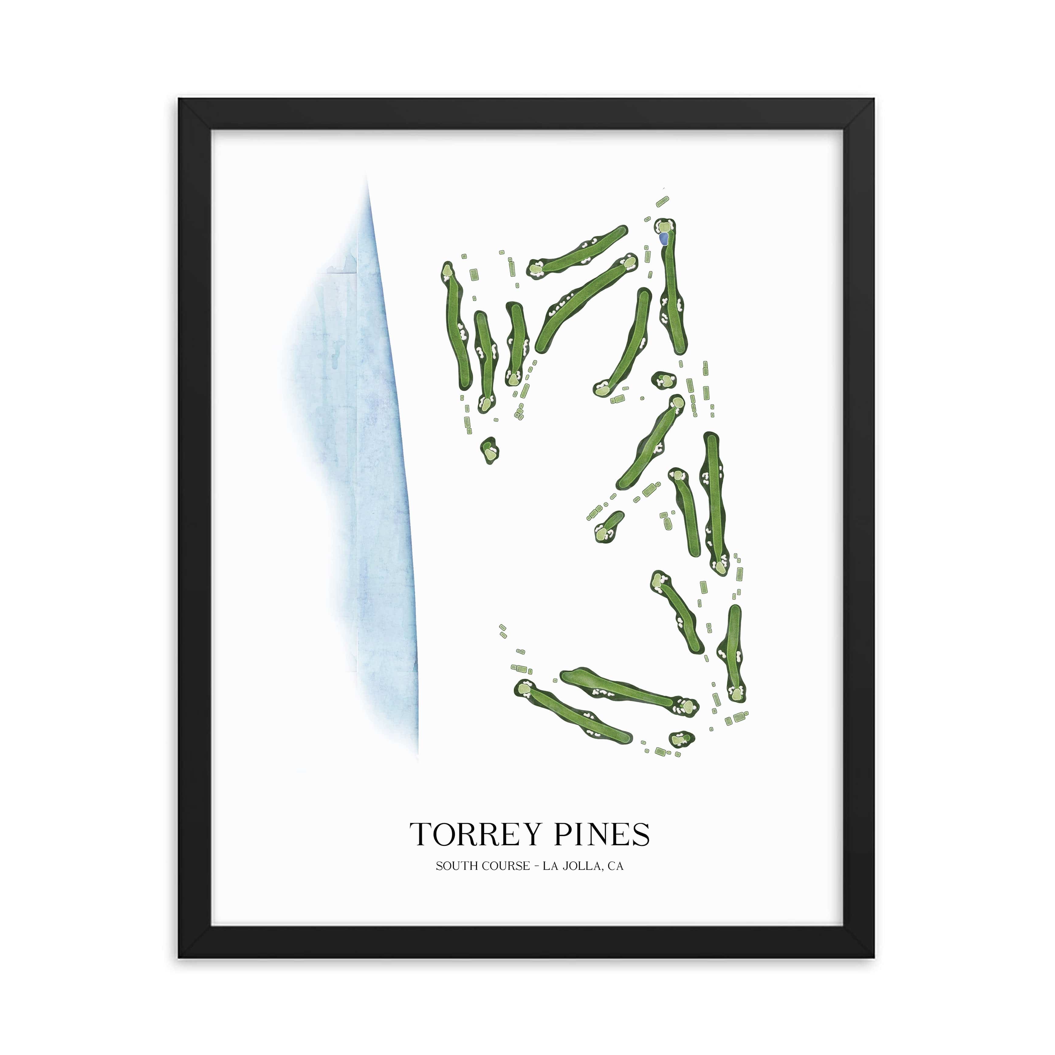 The 19th Hole Golf Shop - Golf Course Prints - Torrey Pines - South Golf Course Map Golf Map