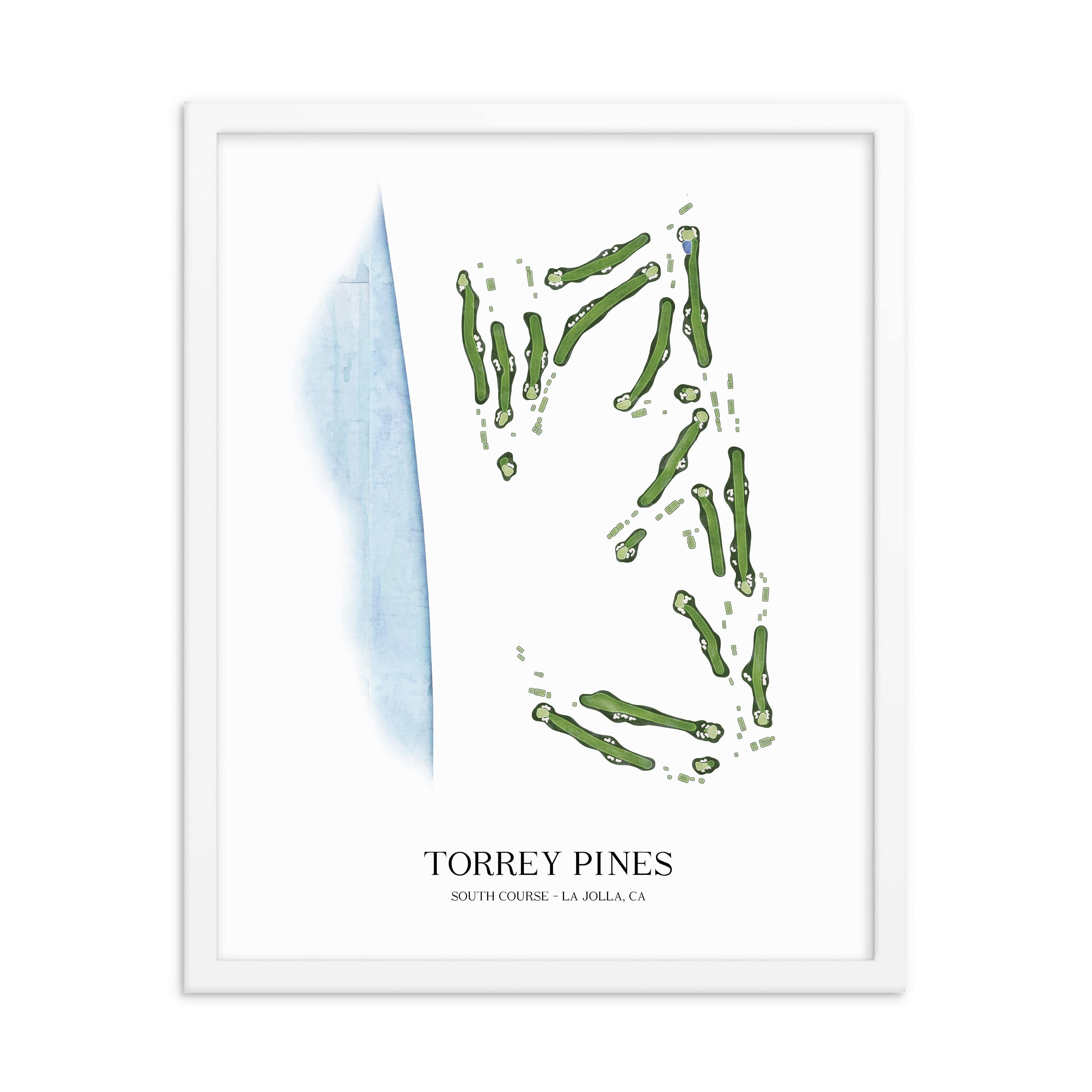 The 19th Hole Golf Shop - Golf Course Prints - Torrey Pines - South Golf Course Map Golf Map