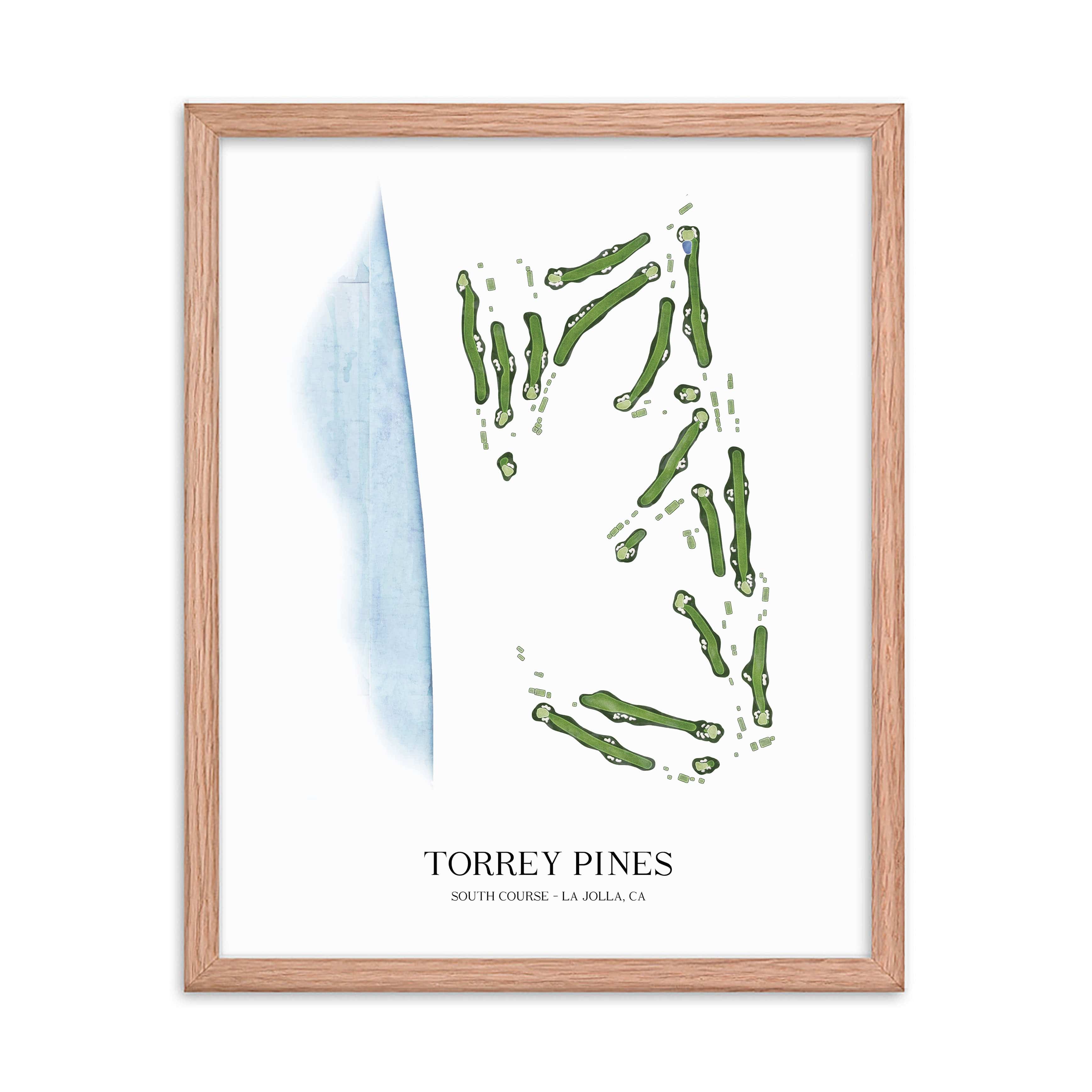The 19th Hole Golf Shop - Golf Course Prints - Torrey Pines - South Golf Course Map Golf Map