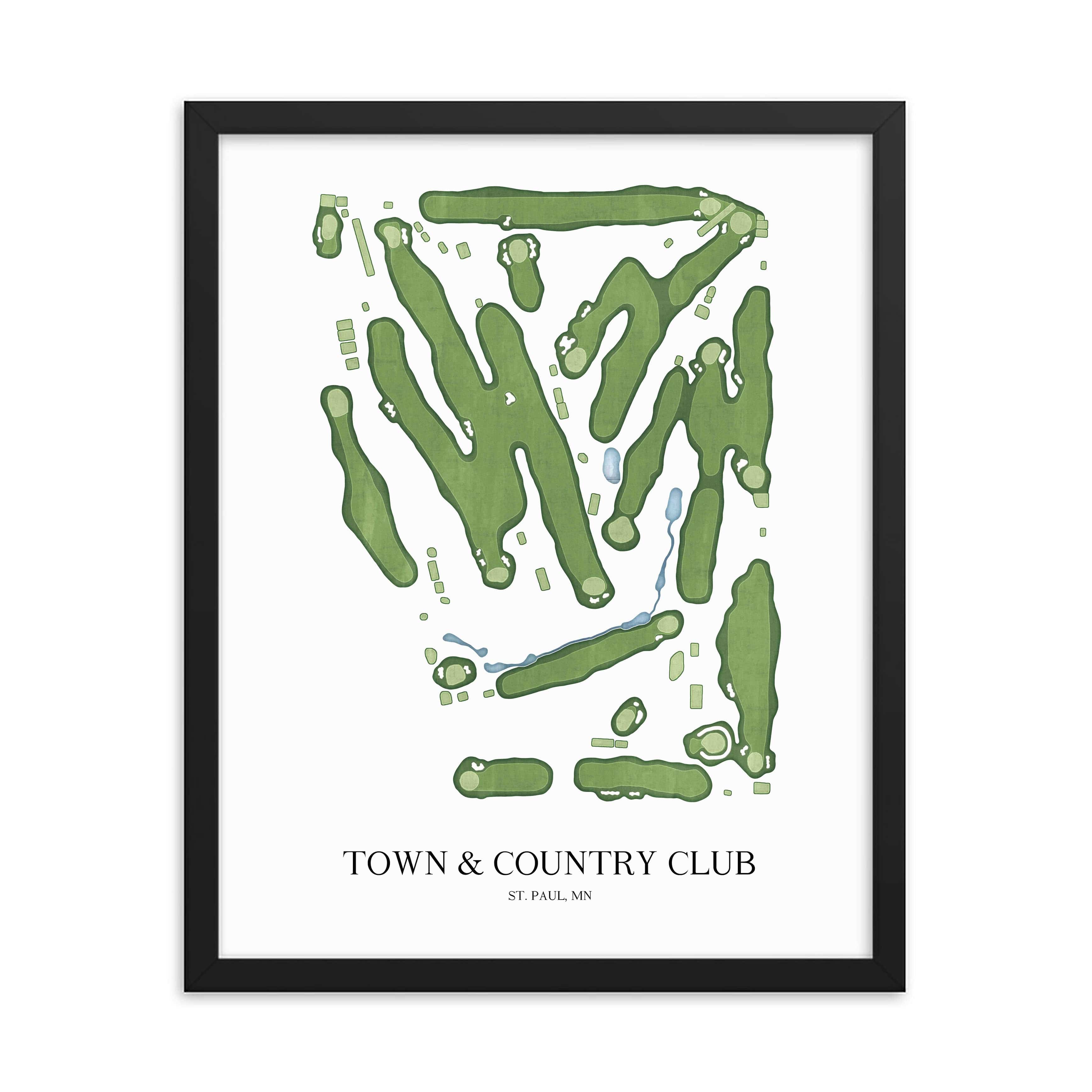 The 19th Hole Golf Shop - Golf Course Prints - Town & Country Club Golf Course Map Golf Map