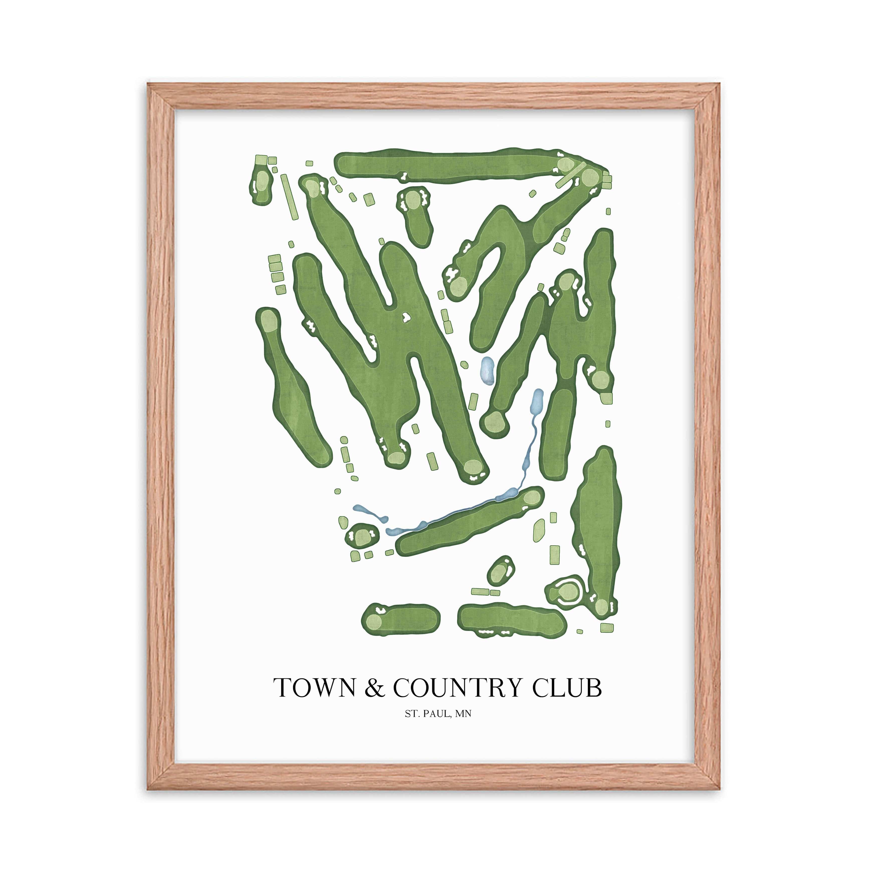 The 19th Hole Golf Shop - Golf Course Prints - Town & Country Club Golf Course Map Golf Map