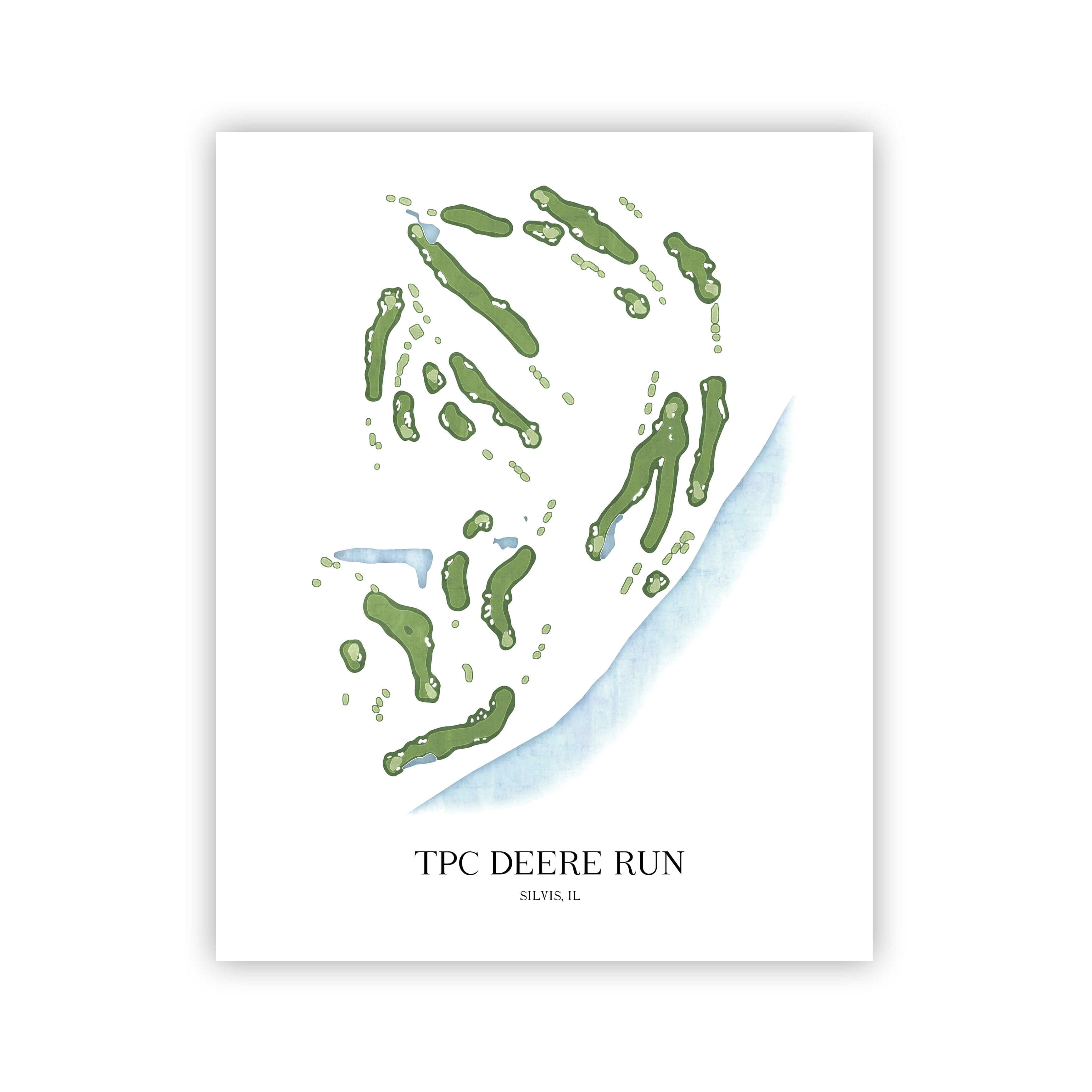 The 19th Hole Golf Shop - Golf Course Prints - TPC Deere Run Golf Course Map Golf Map