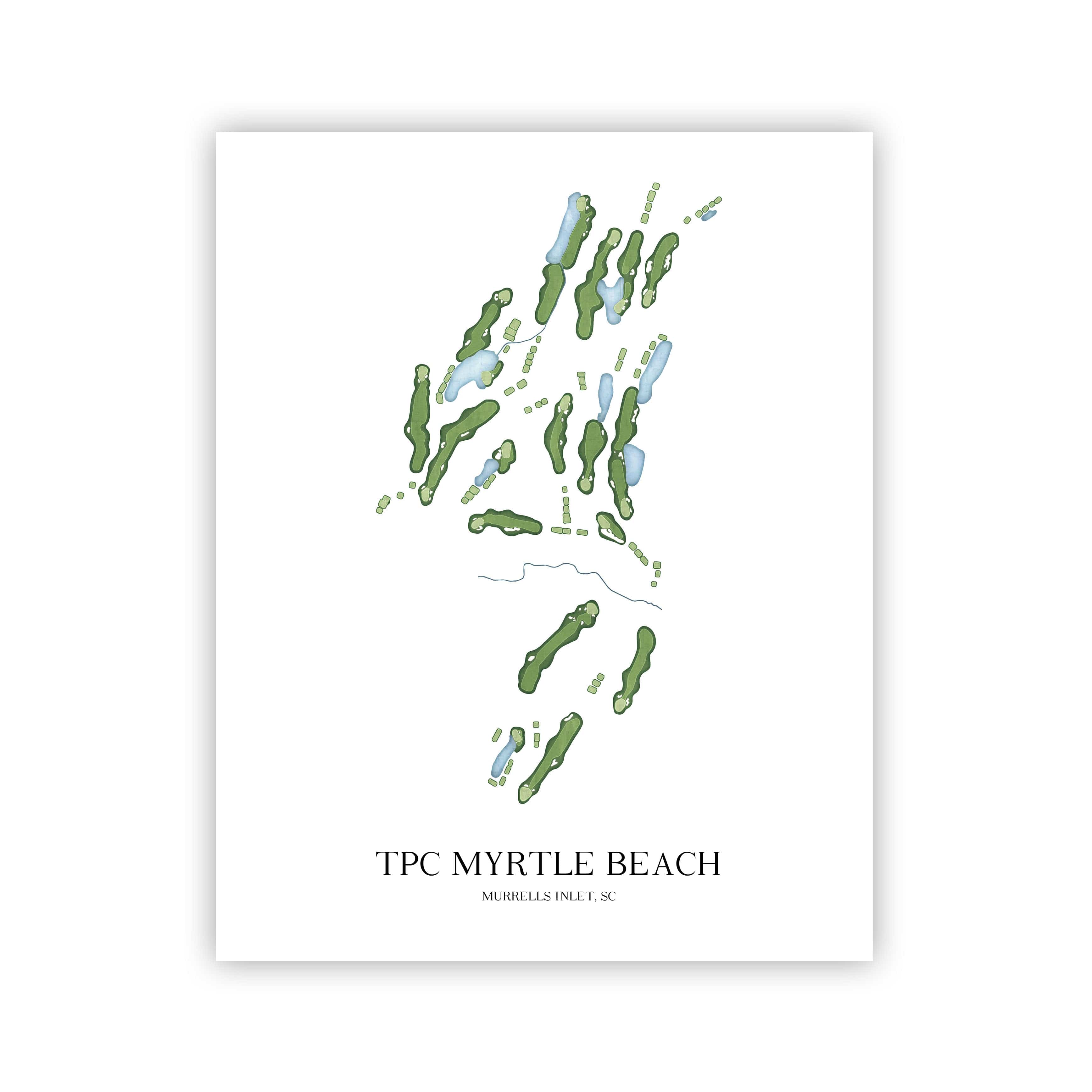 The 19th Hole Golf Shop - Golf Course Prints - TPC Myrtle Beach Golf Course Map Golf Map