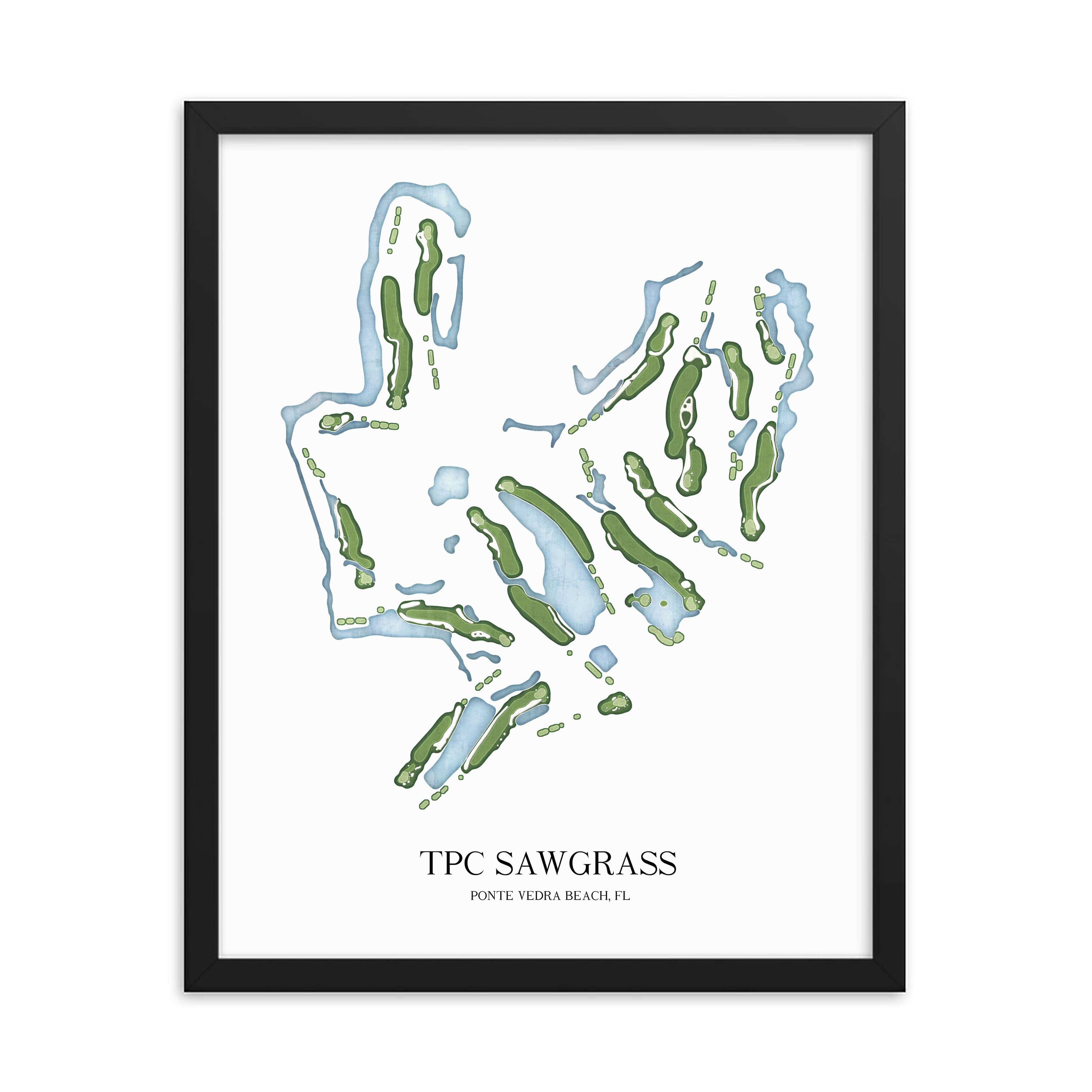 The 19th Hole Golf Shop - Golf Course Prints - TPC Sawgrass Golf Course Map Golf Map
