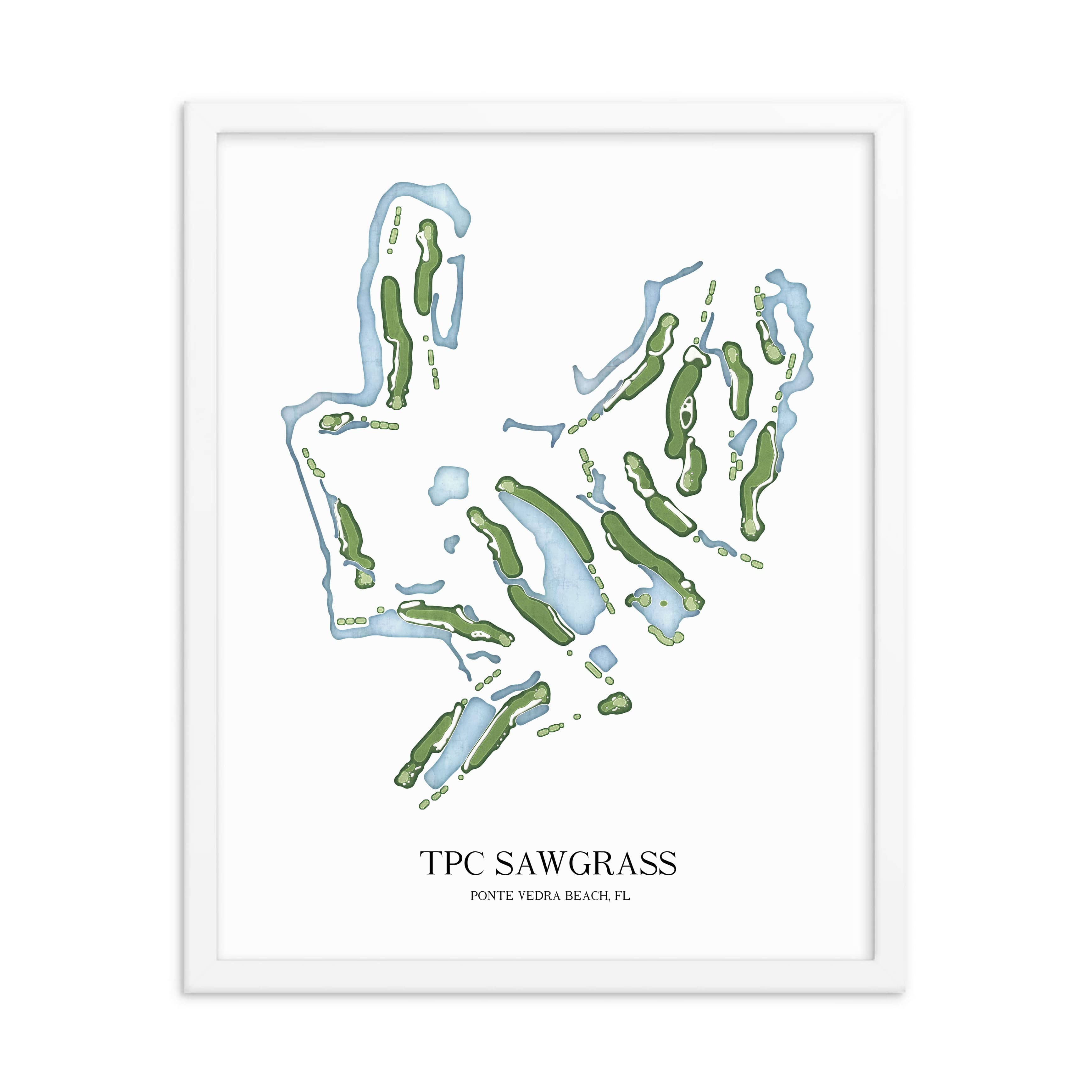 The 19th Hole Golf Shop - Golf Course Prints - TPC Sawgrass Golf Course Map Golf Map