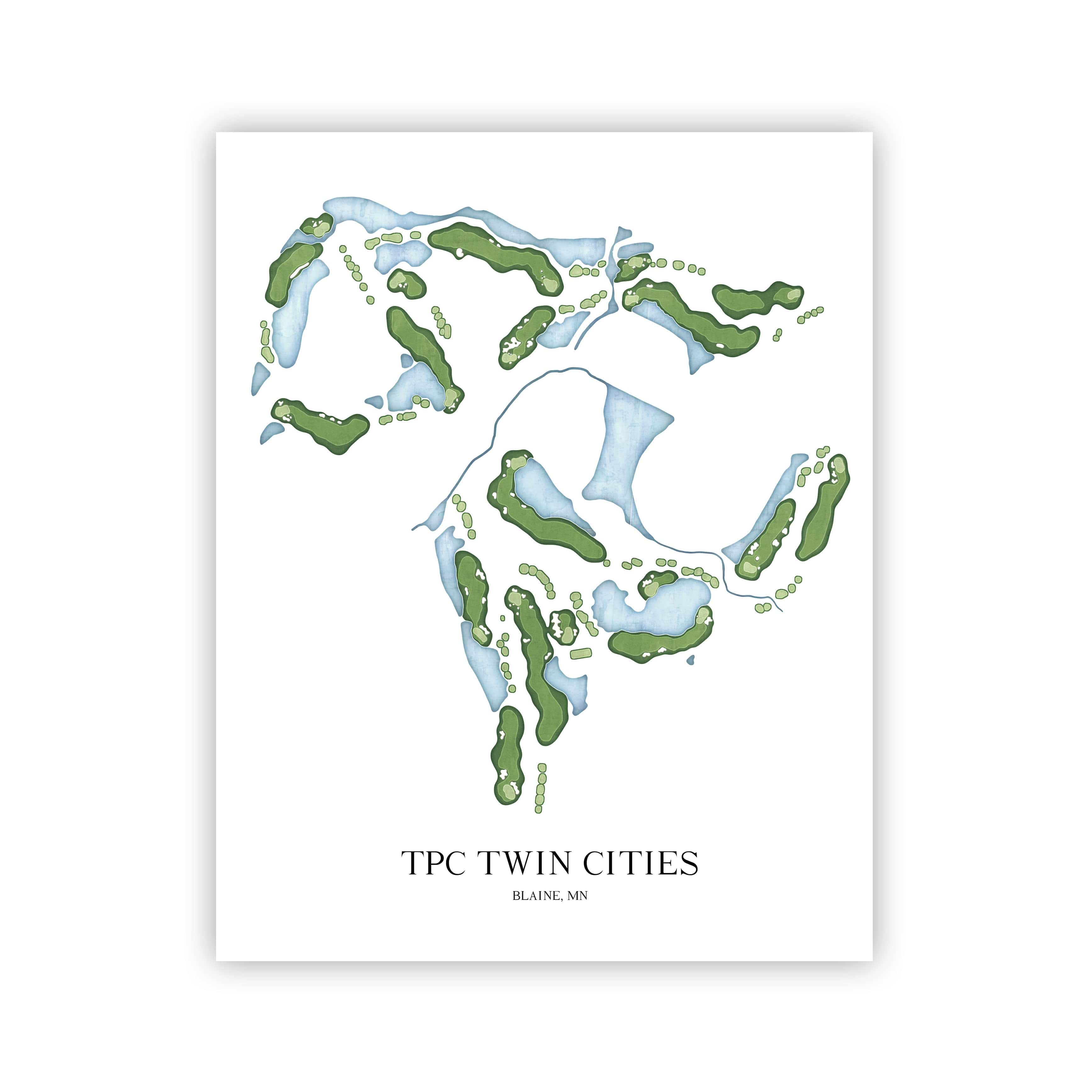 The 19th Hole Golf Shop - Golf Course Prints - TPC Twin Cities Golf Course Map Golf Map