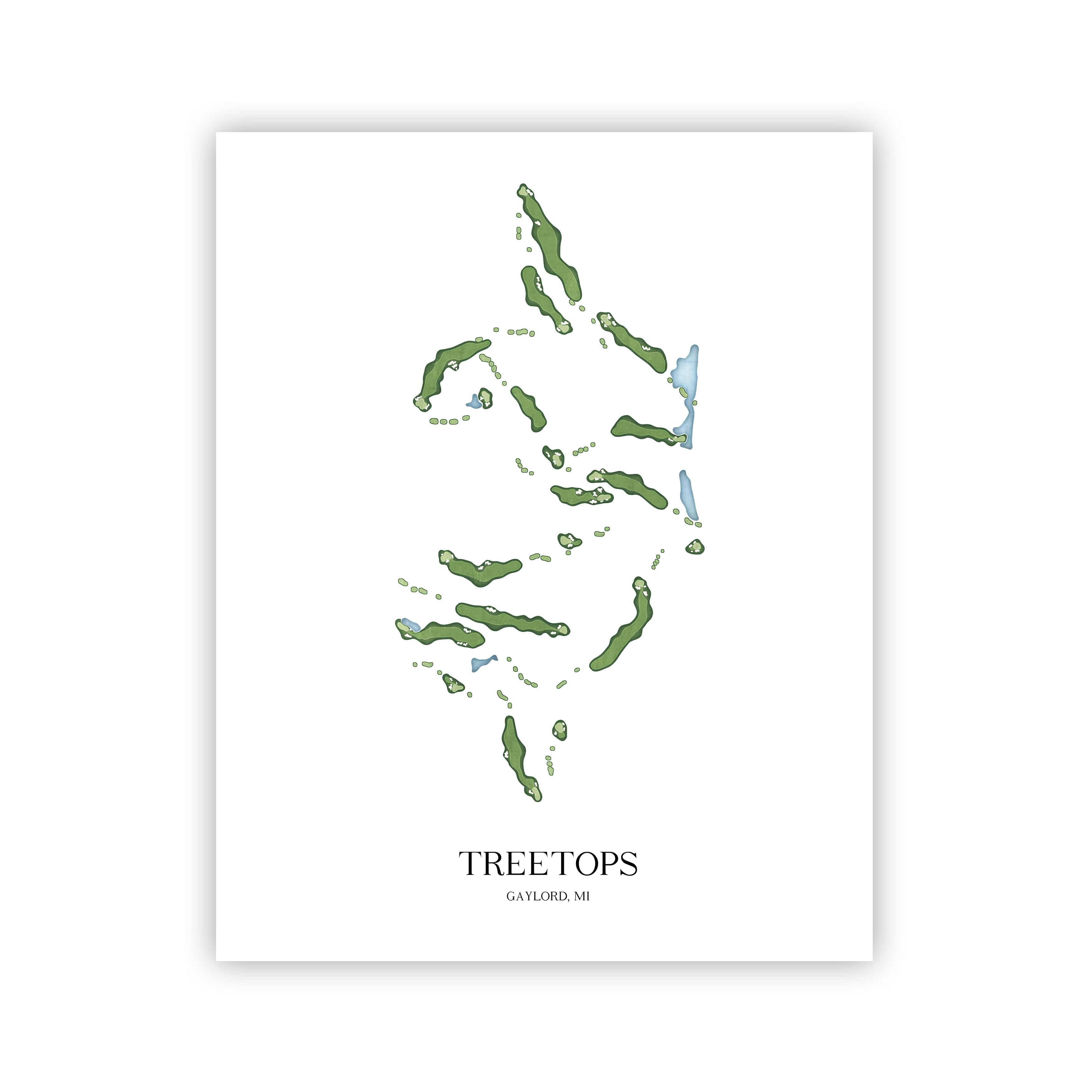 The 19th Hole Golf Shop - Golf Course Prints - Treetops Golf Course Map Golf Map