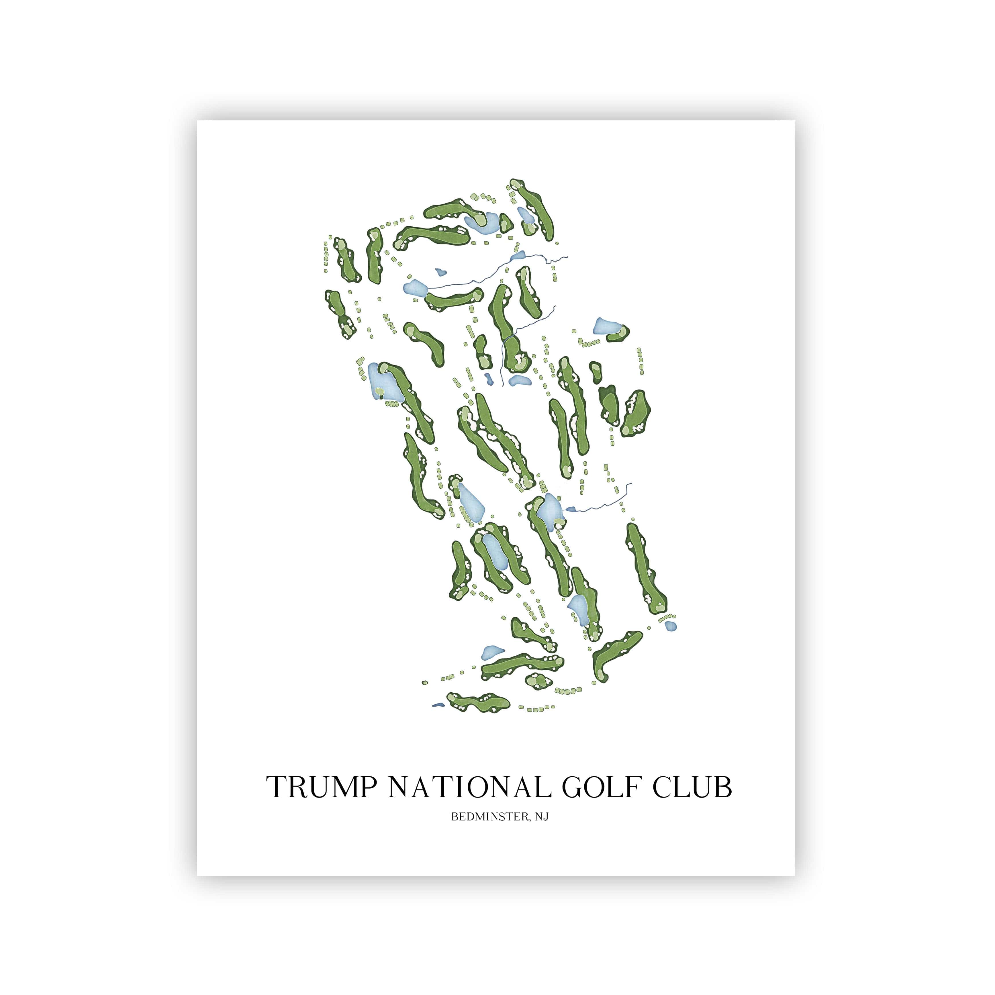 The 19th Hole Golf Shop - Golf Course Prints - Trump National - Bedminster Golf Course Map Golf Map