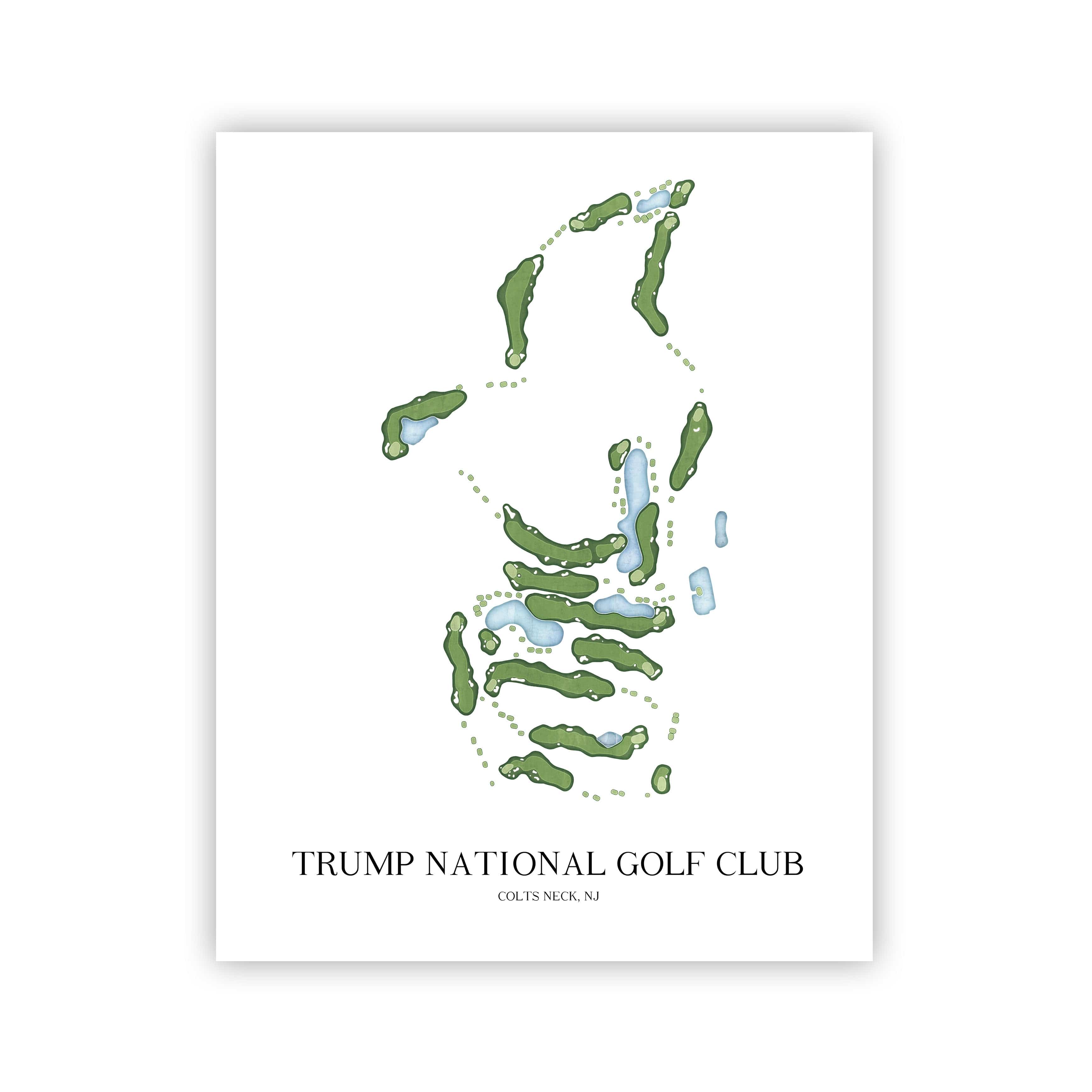 The 19th Hole Golf Shop - Golf Course Prints - Trump National - Colts Neck Golf Course Map Golf Map