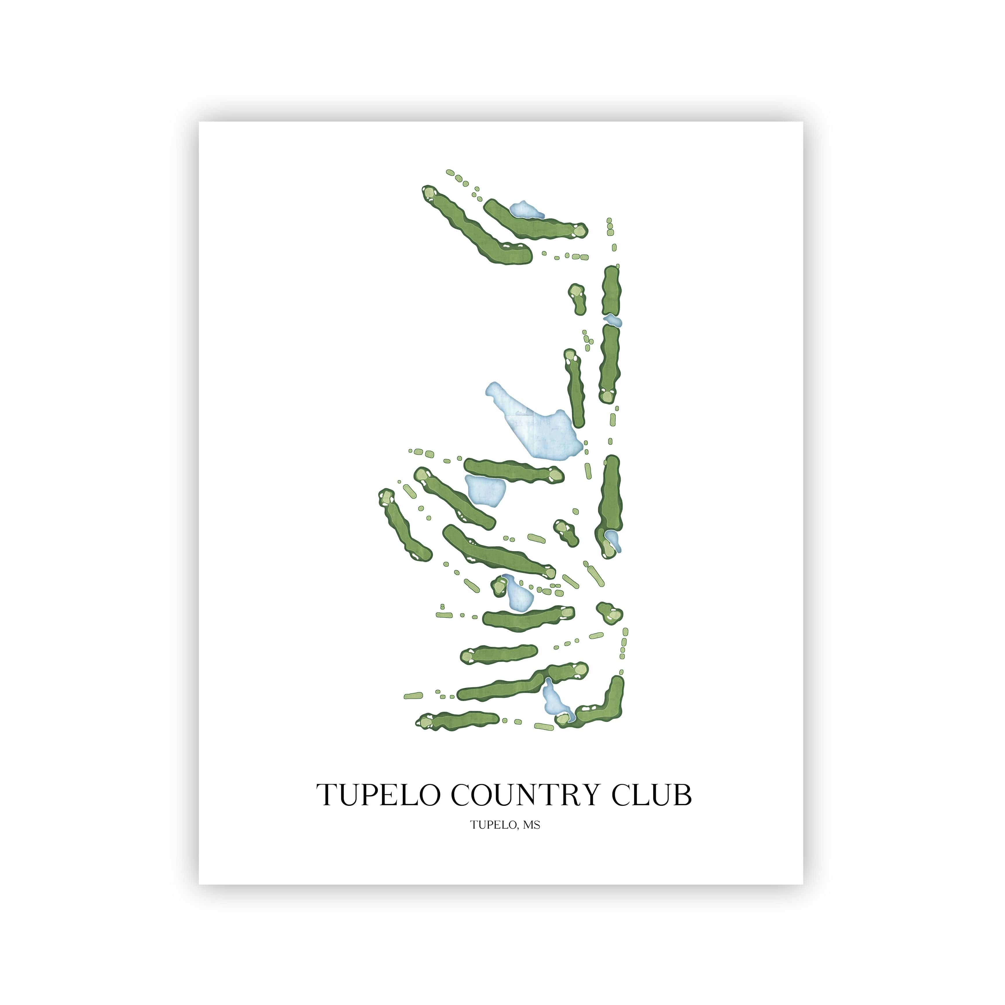 The 19th Hole Golf Shop - Golf Course Prints - Tupelo Country Club Golf Course Map Golf Map