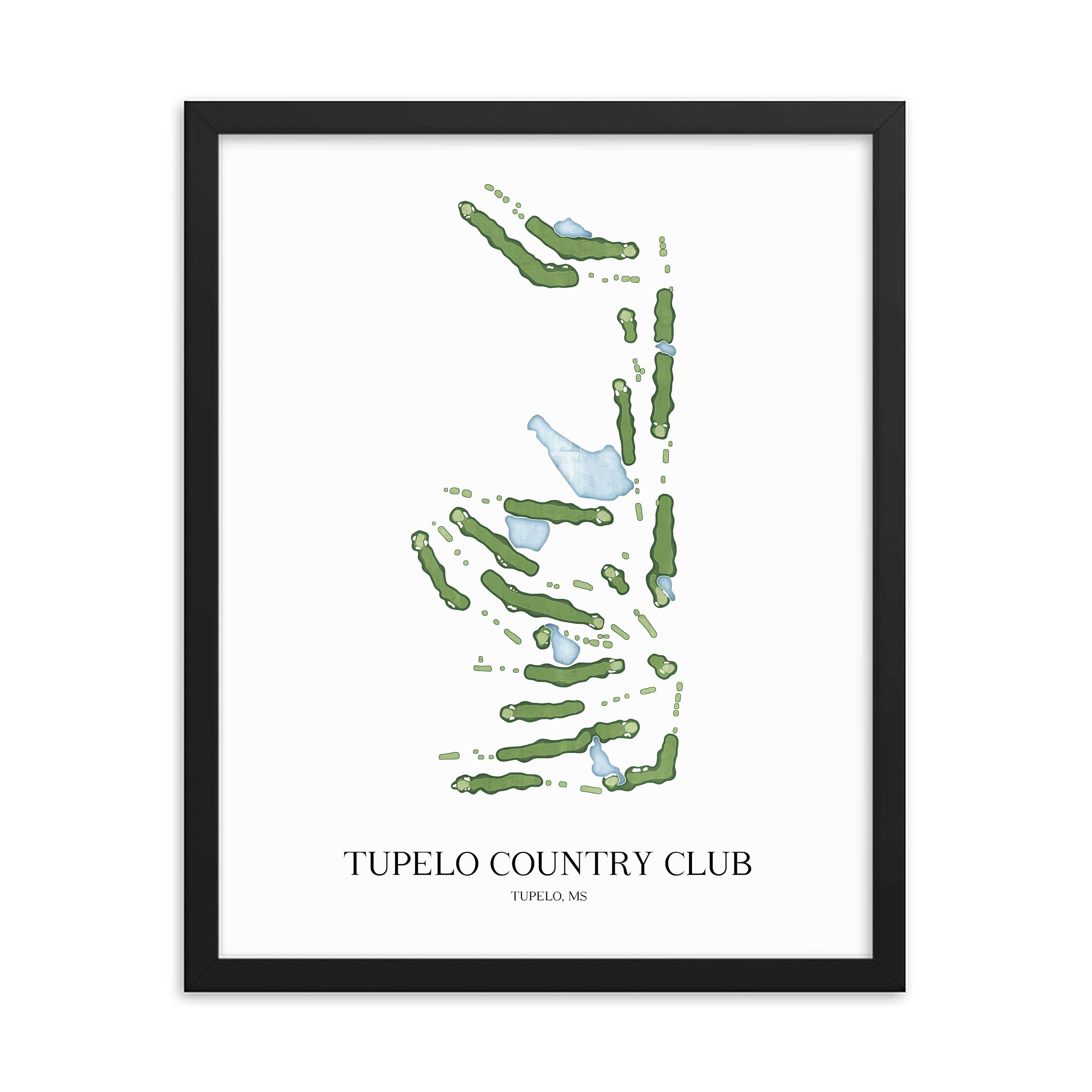 The 19th Hole Golf Shop - Golf Course Prints - Tupelo Country Club Golf Course Map Golf Map