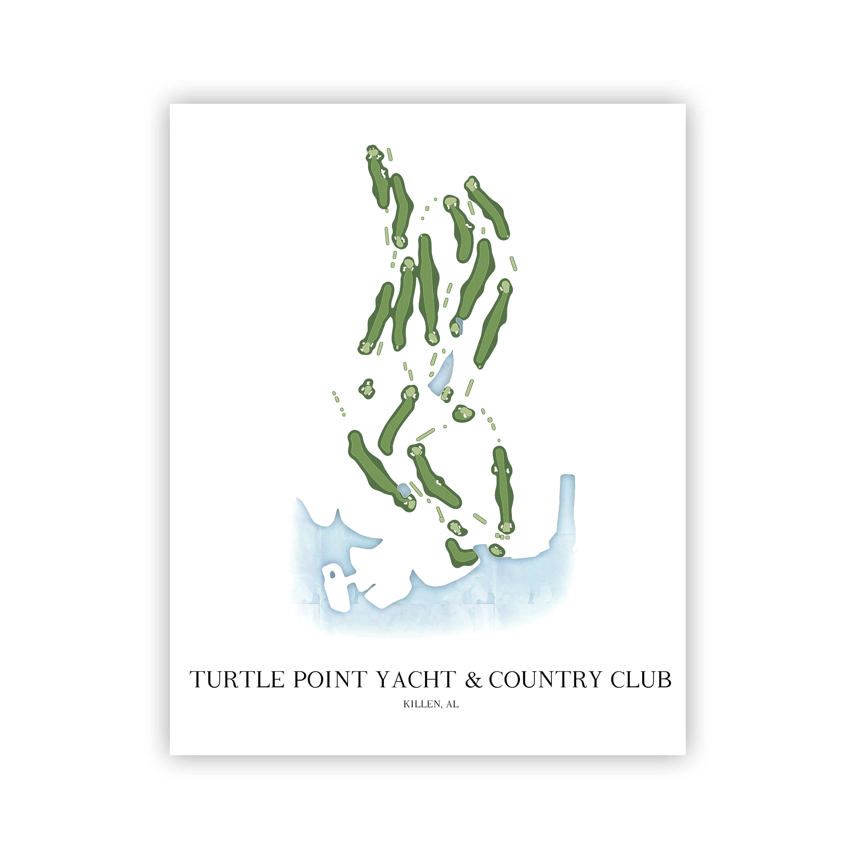 The 19th Hole Golf Shop - Golf Course Prints - Turtle Point Yacht Country Club Golf Course Map Golf Map