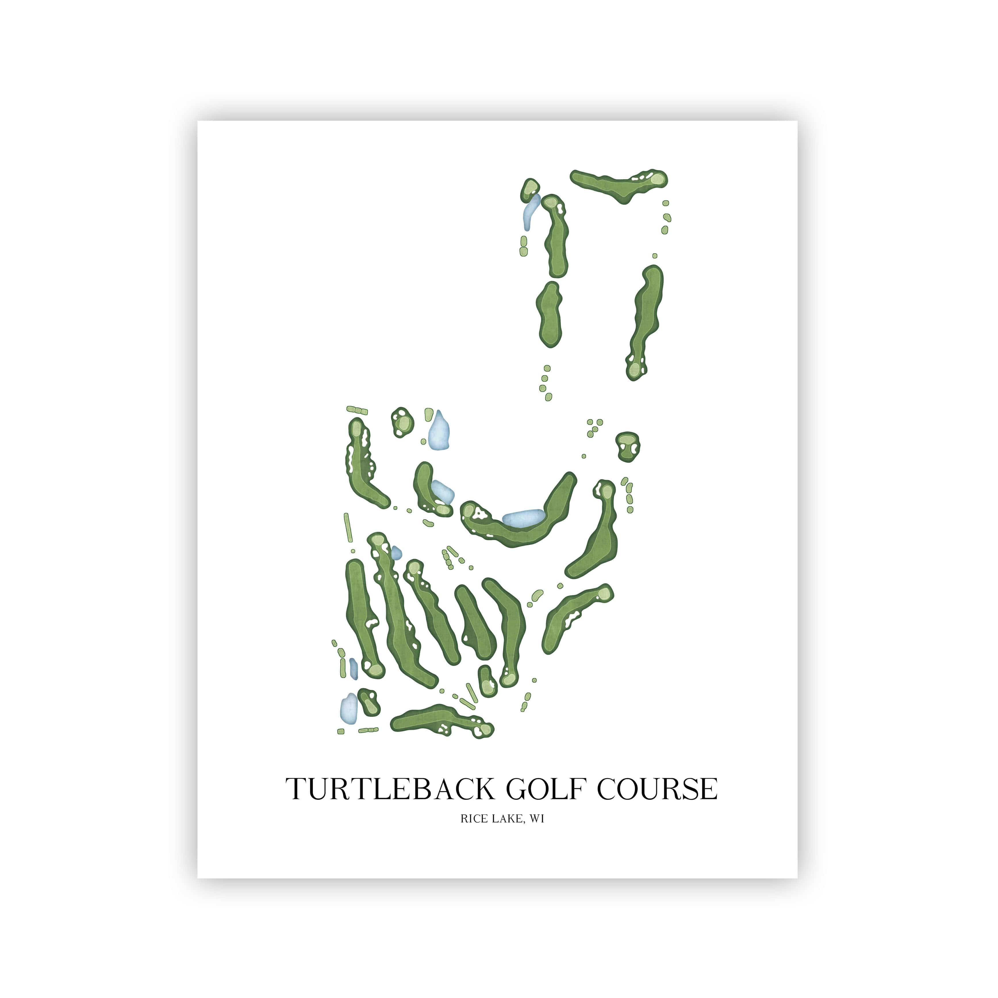 The 19th Hole Golf Shop - Golf Course Prints - Turtleback Golf Course Golf Course Map Golf Map