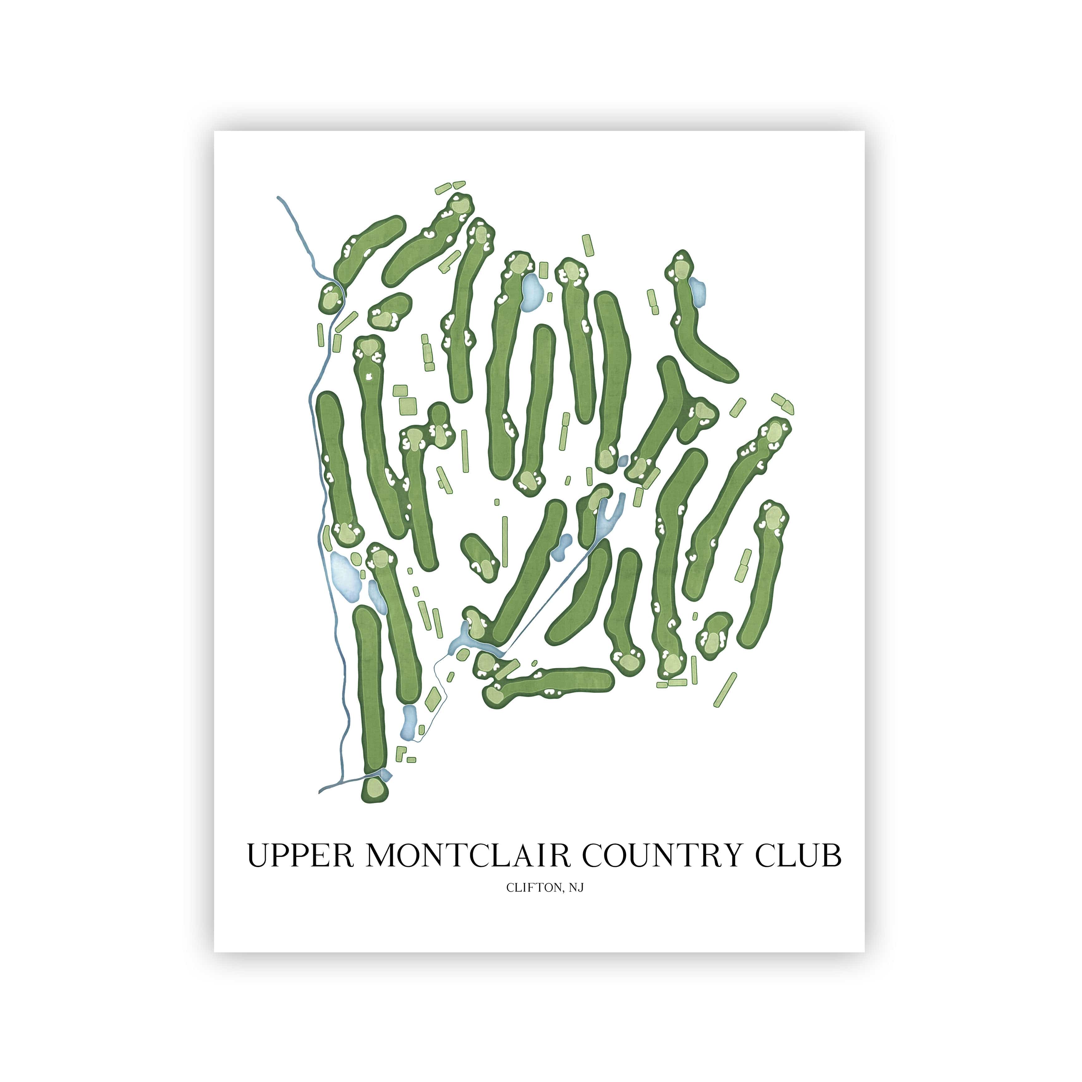 The 19th Hole Golf Shop - Golf Course Prints - Upper Montclair Country Club Golf Course Map Golf Map