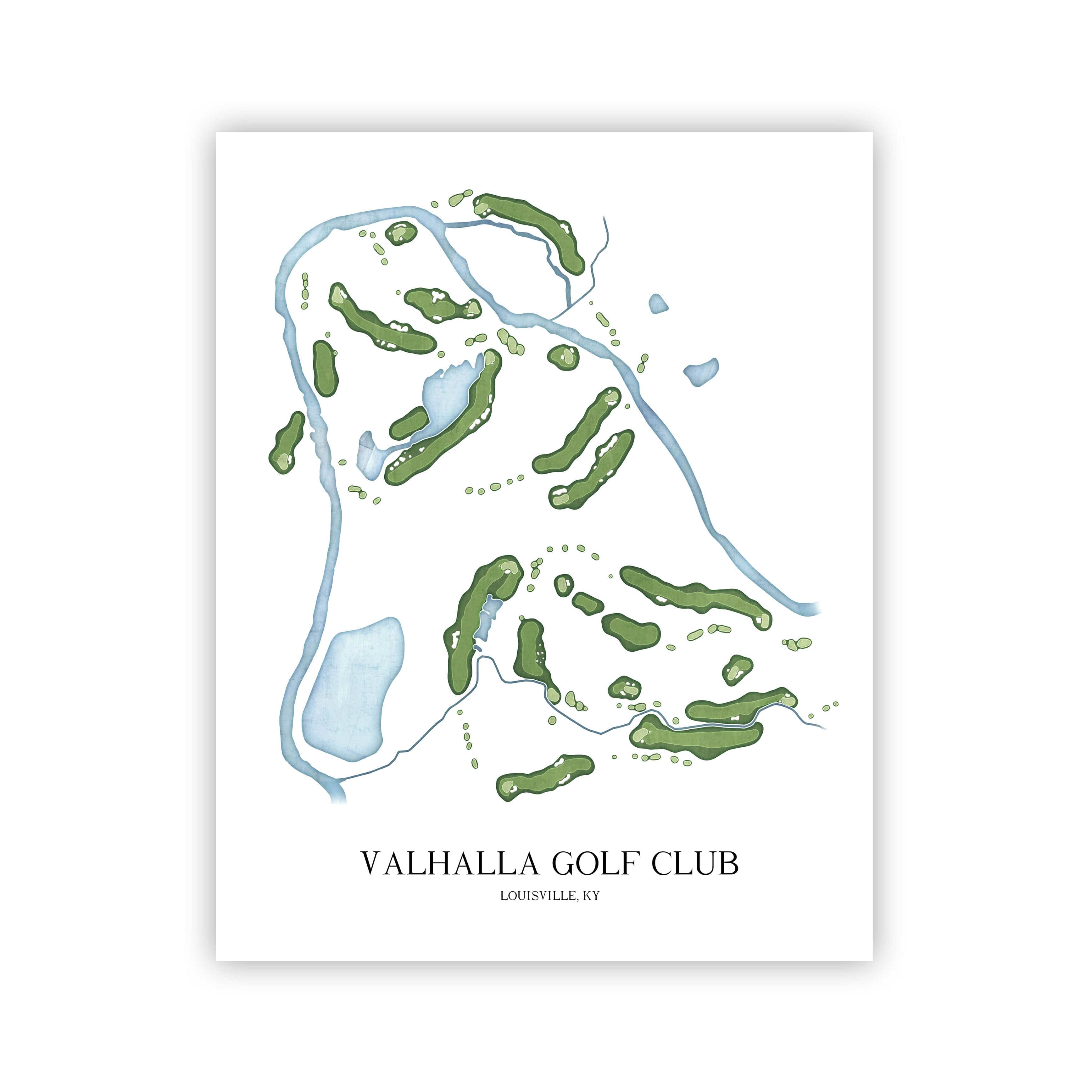 The 19th Hole Golf Shop - Golf Course Prints - Valhalla Golf Course Map Golf Map