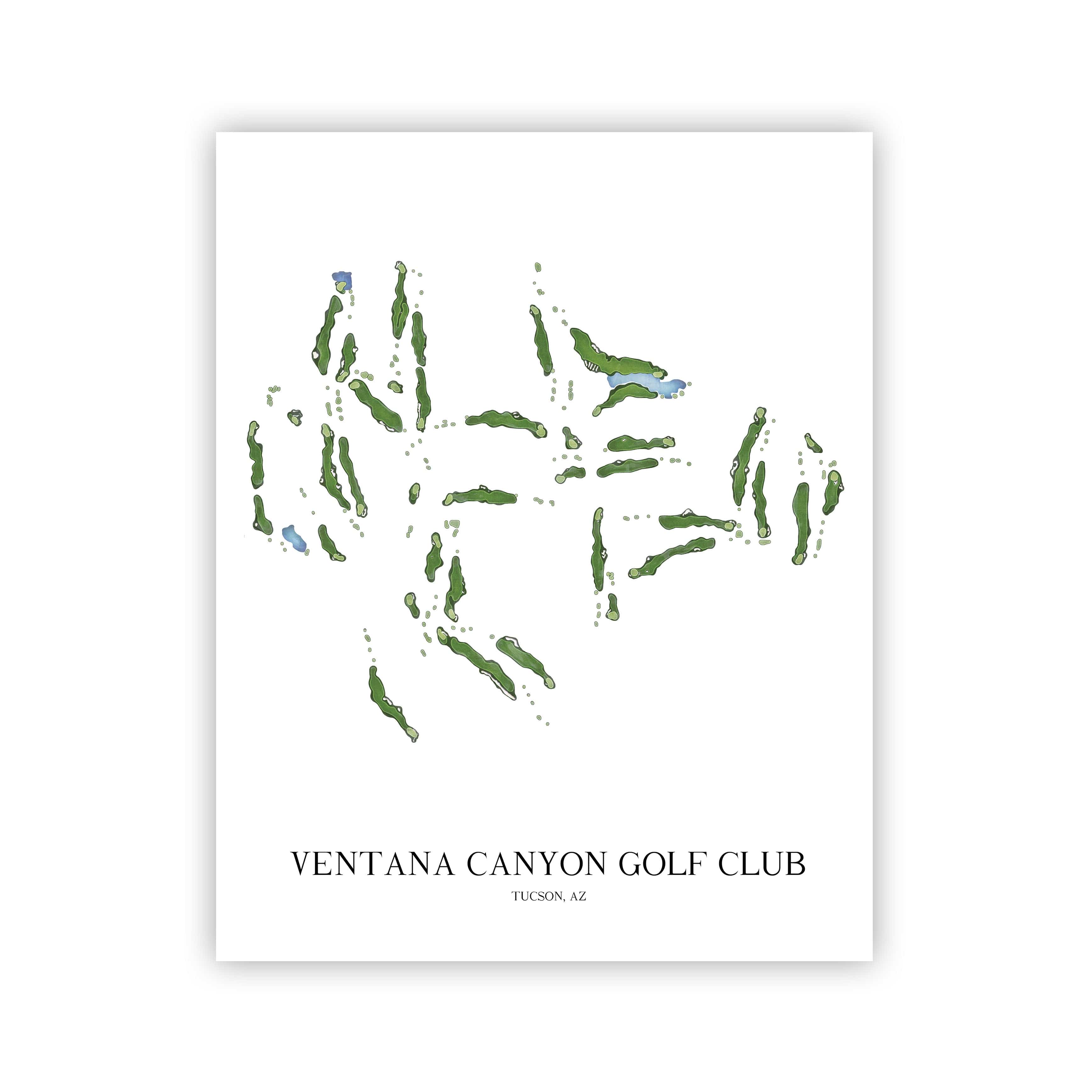 The 19th Hole Golf Shop - Golf Course Prints - Ventana Canyon Golf Club Golf Course Map Golf Map