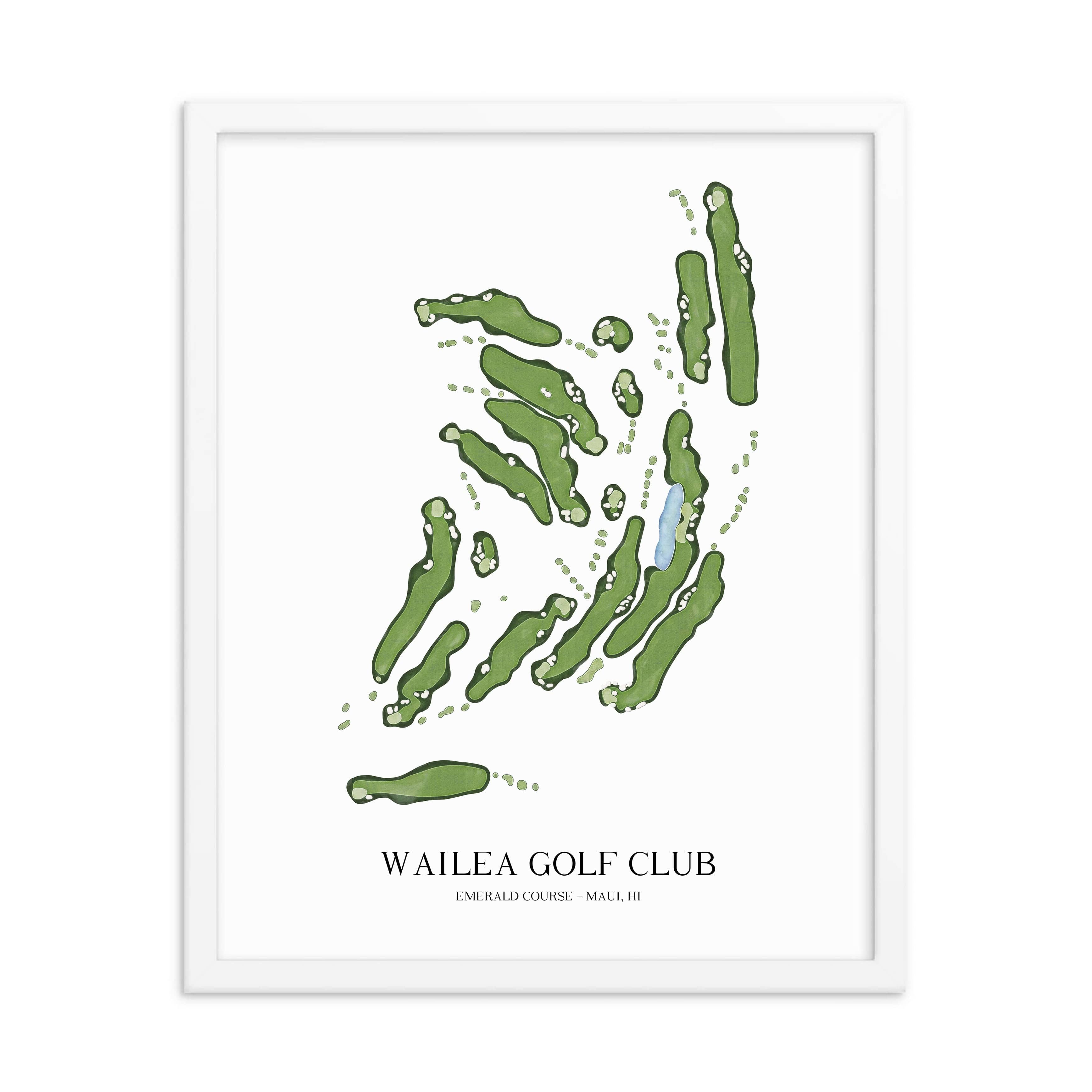 The 19th Hole Golf Shop - Golf Course Prints - Wailea Golf Club - Emerald Golf Course Map Golf Map