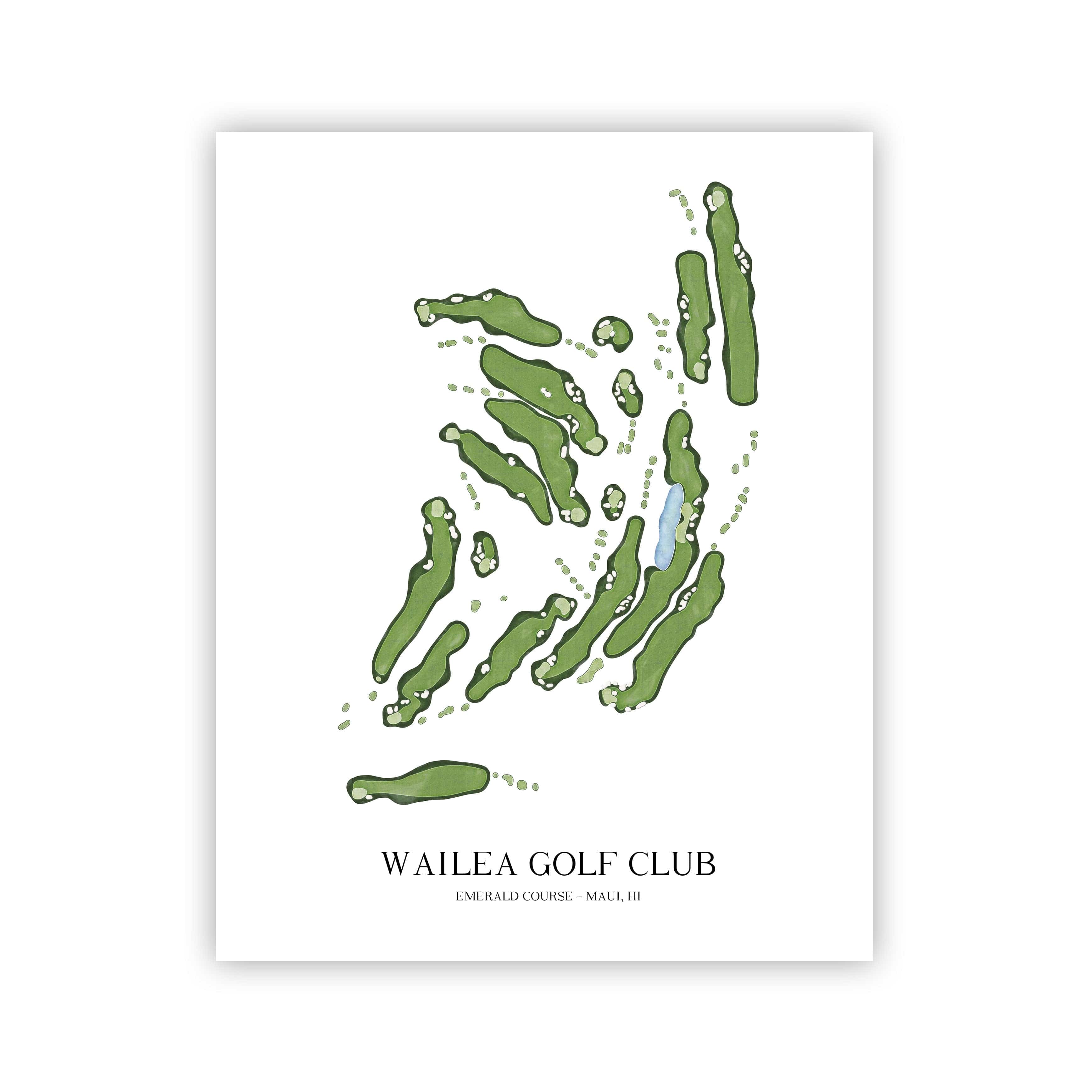 The 19th Hole Golf Shop - Golf Course Prints - Wailea Golf Club - Emerald Golf Course Map Golf Map