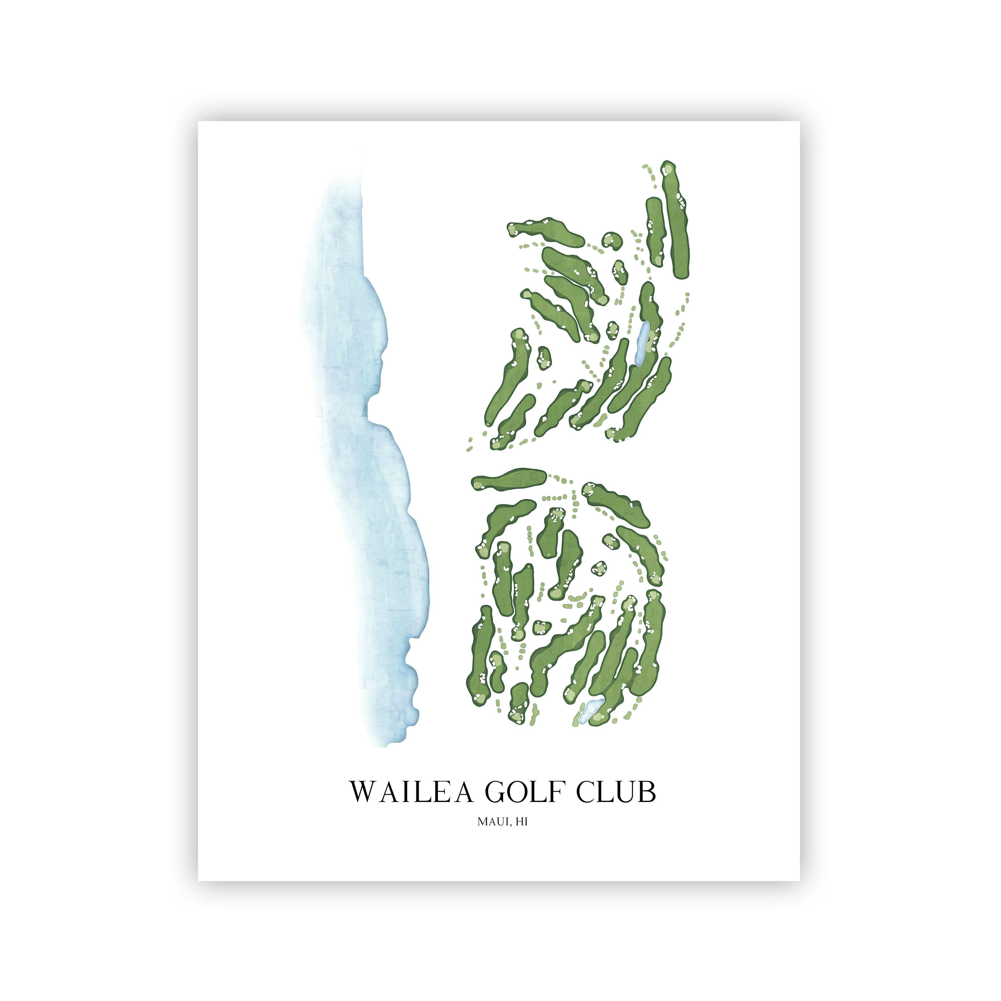 The 19th Hole Golf Shop - Golf Course Prints - Wailea Golf Club Golf Course Map Golf Map