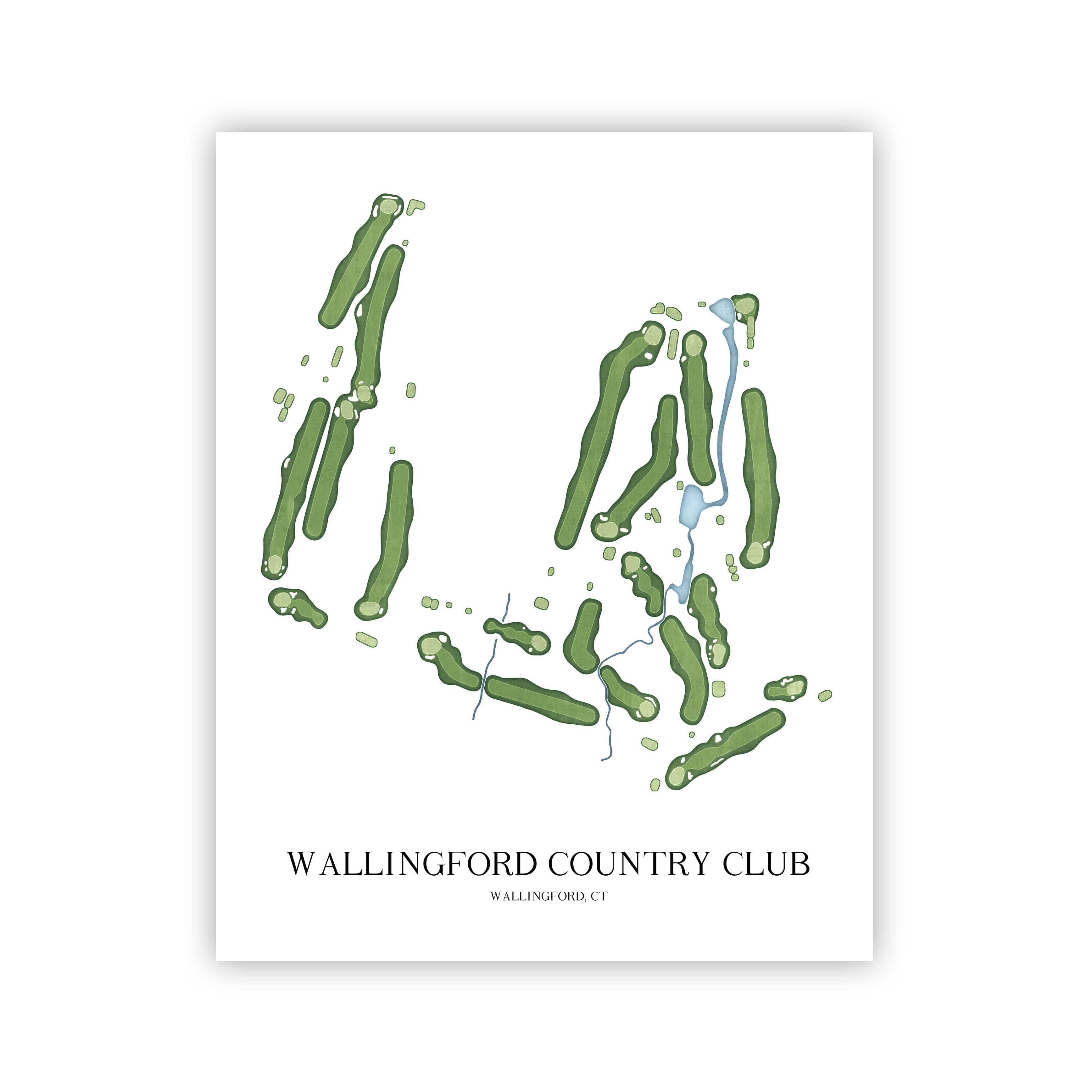 The 19th Hole Golf Shop - Golf Course Prints - Wallingford Country Club Golf Course Map Golf Map