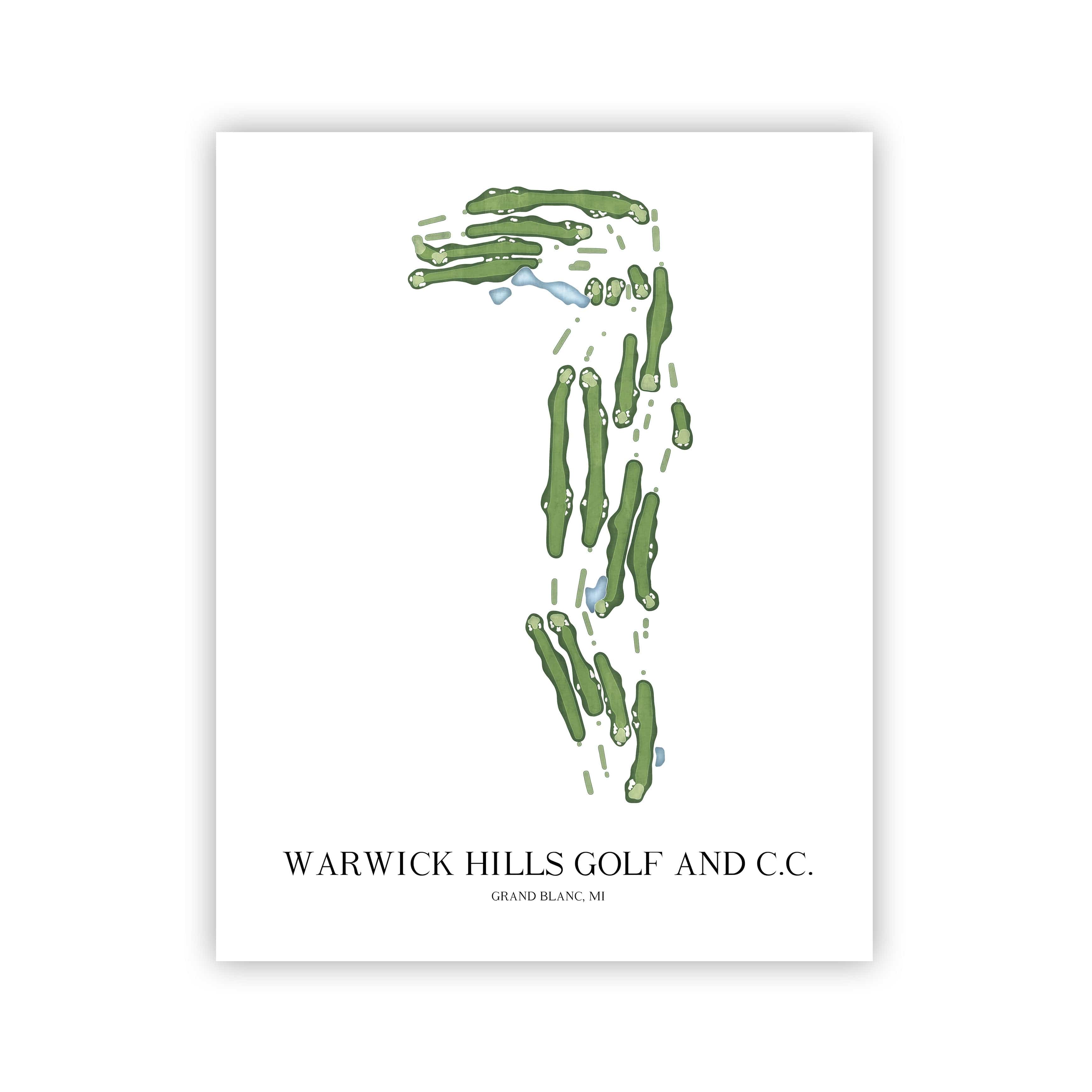 The 19th Hole Golf Shop - Golf Course Prints - Warwick Hills Golf and Country Club Golf Course Map Golf Map