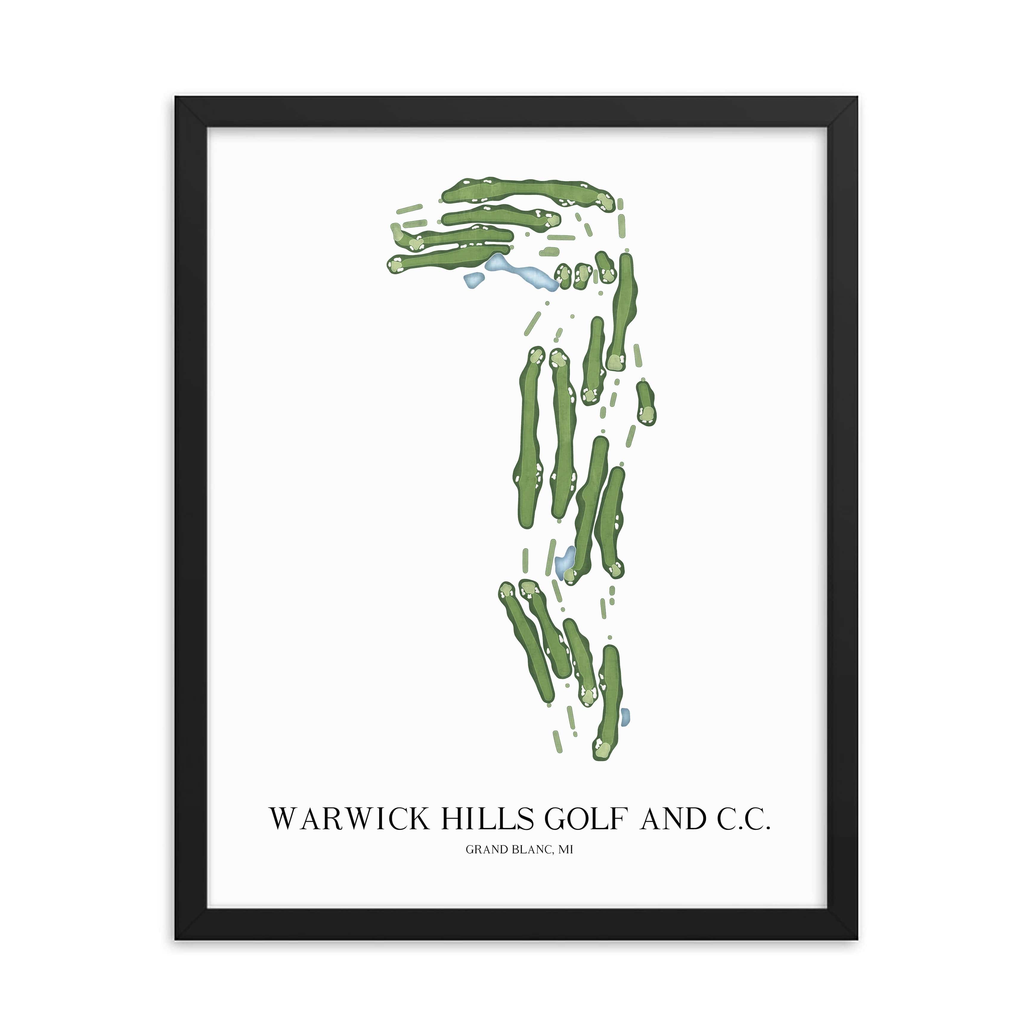 The 19th Hole Golf Shop - Golf Course Prints - Warwick Hills Golf and Country Club Golf Course Map Golf Map