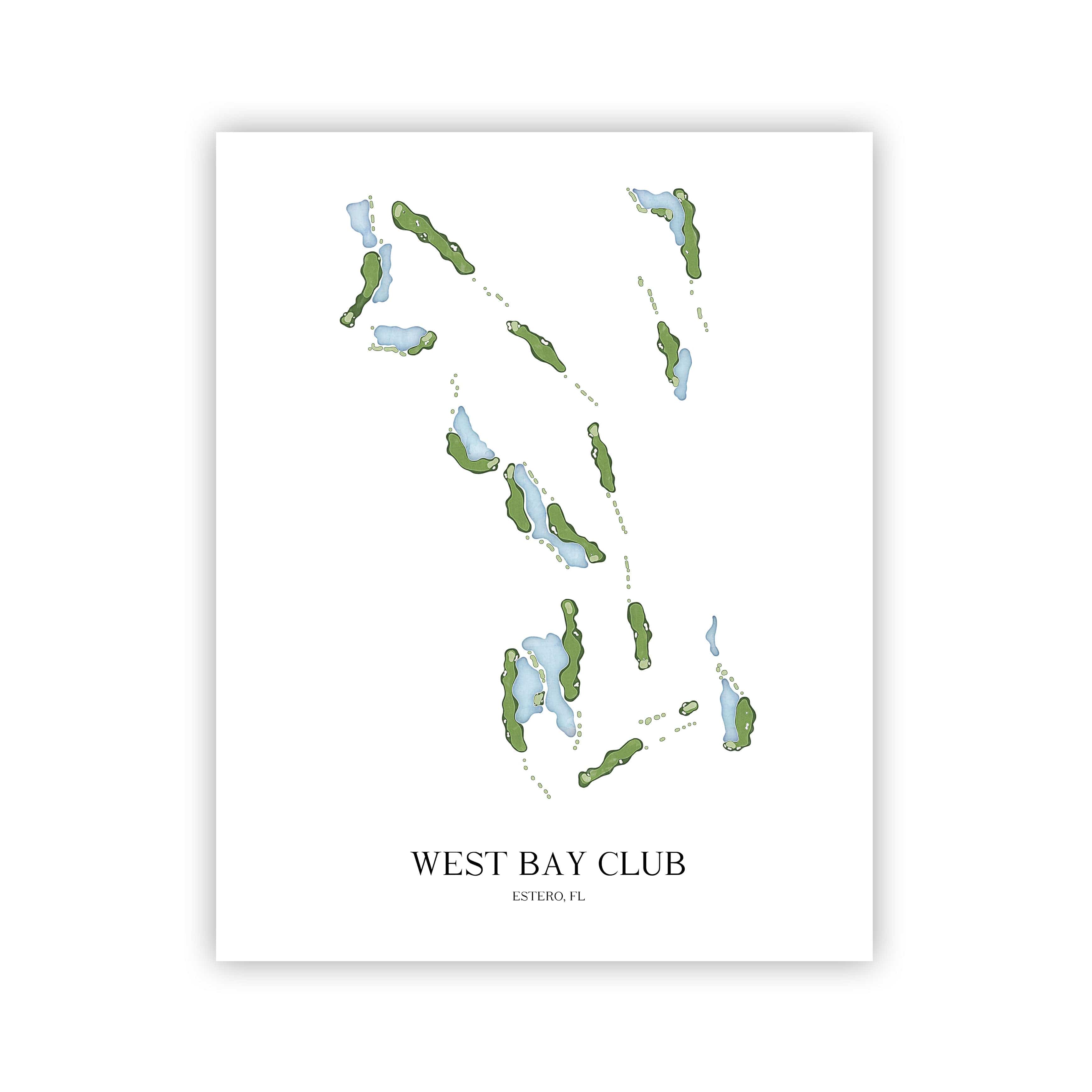 The 19th Hole Golf Shop - Golf Course Prints - West Bay Club Golf Course Map Golf Map