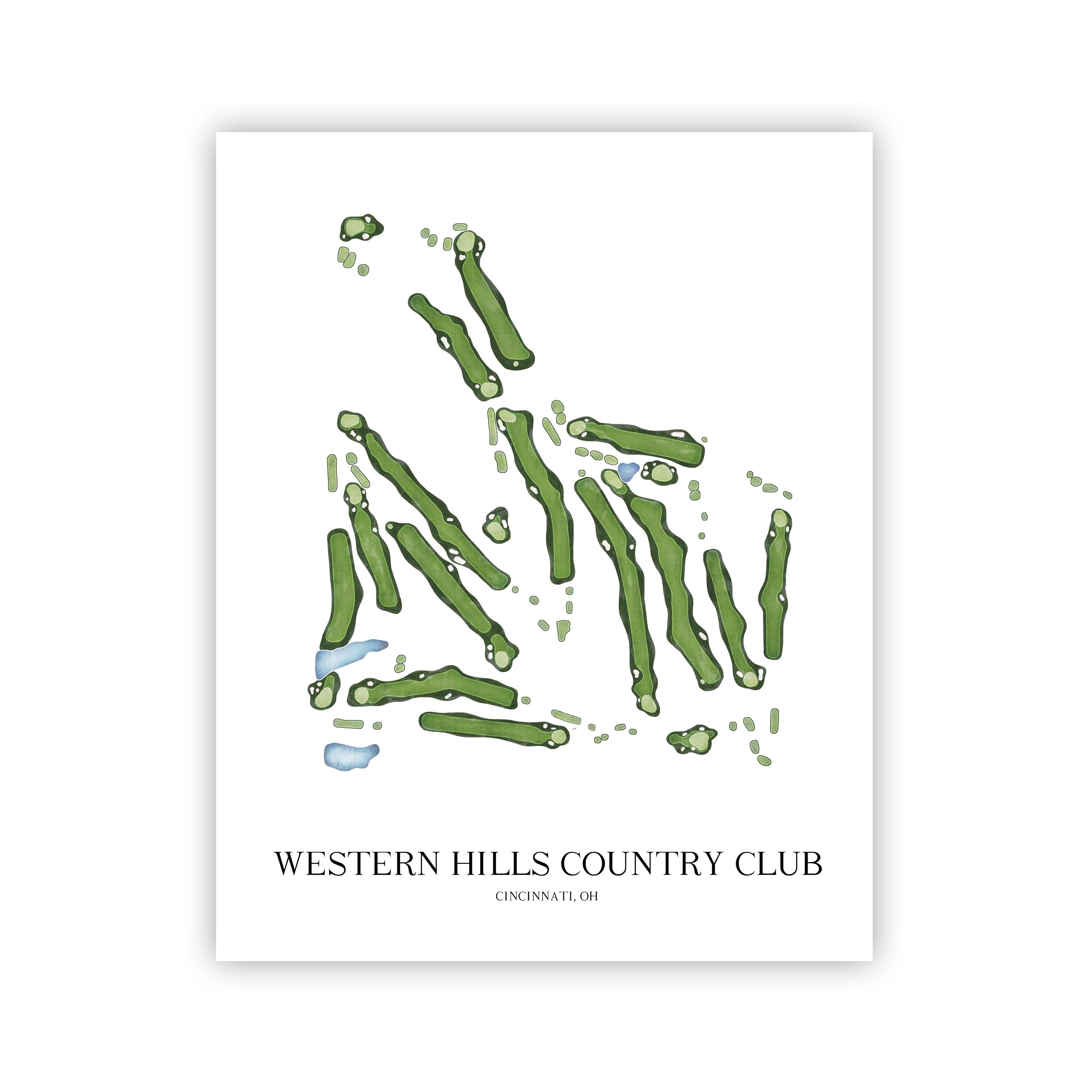 The 19th Hole Golf Shop - Golf Course Prints - Western Hills Country Club Golf Course Map Golf Map