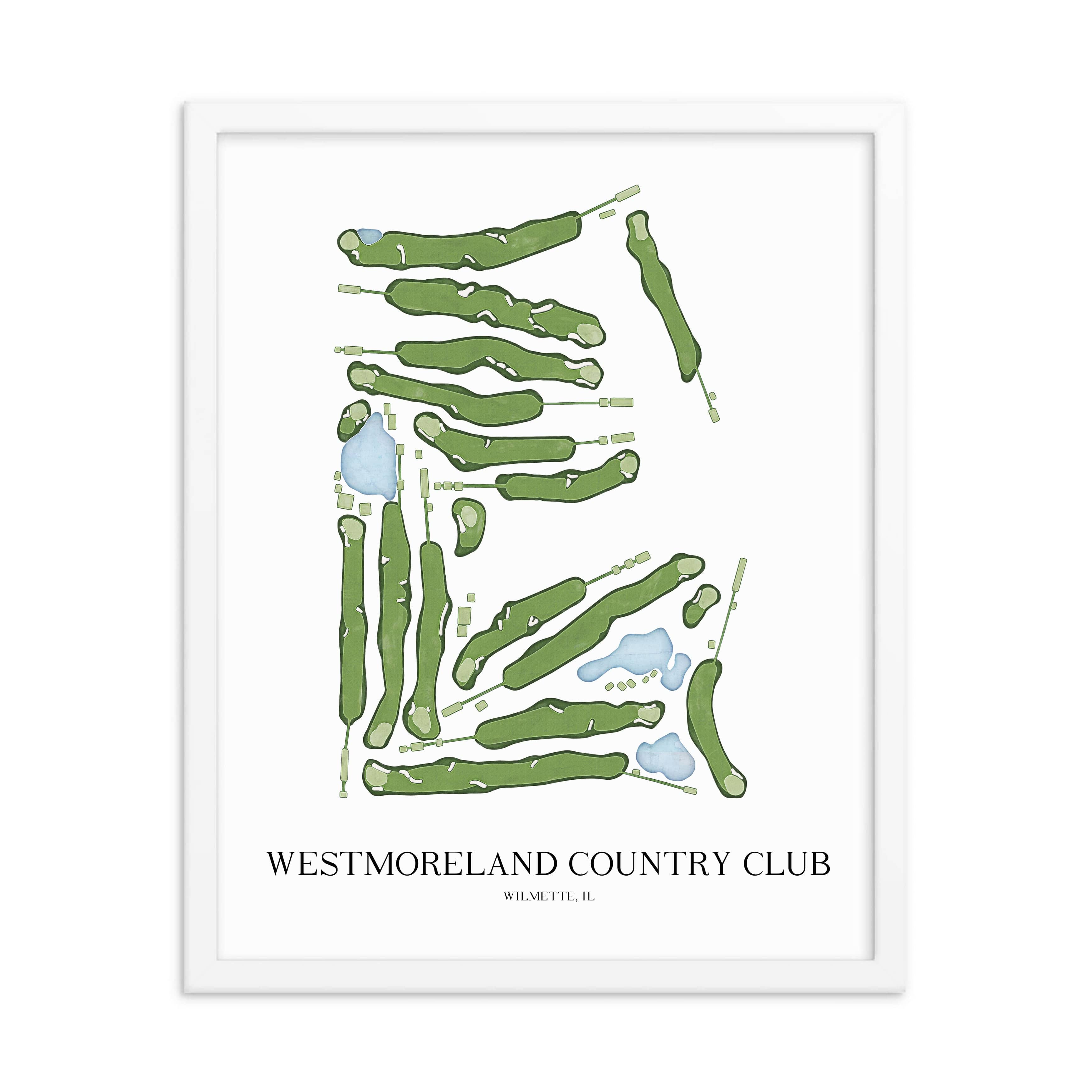 The 19th Hole Golf Shop - Golf Course Prints - Westmoreland Country Club Golf Course Map Golf Map