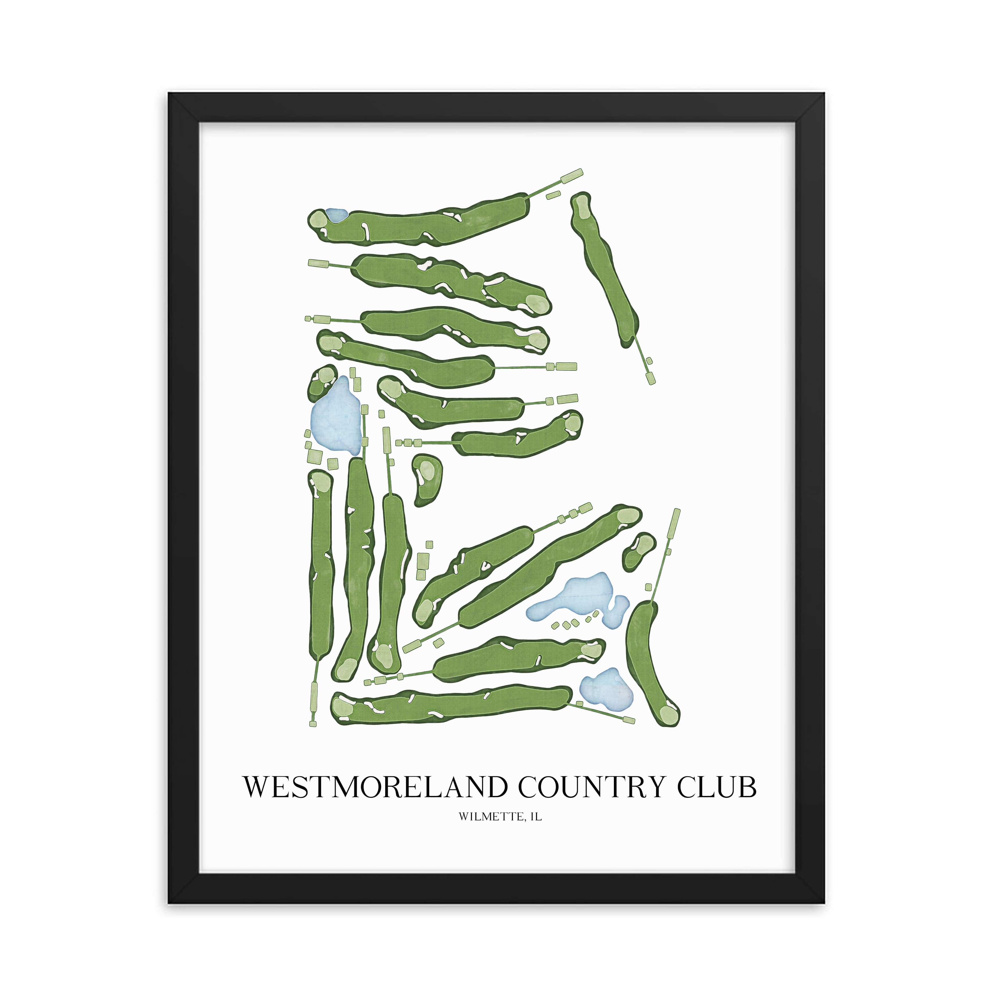 The 19th Hole Golf Shop - Golf Course Prints - Westmoreland Country Club Golf Course Map Golf Map