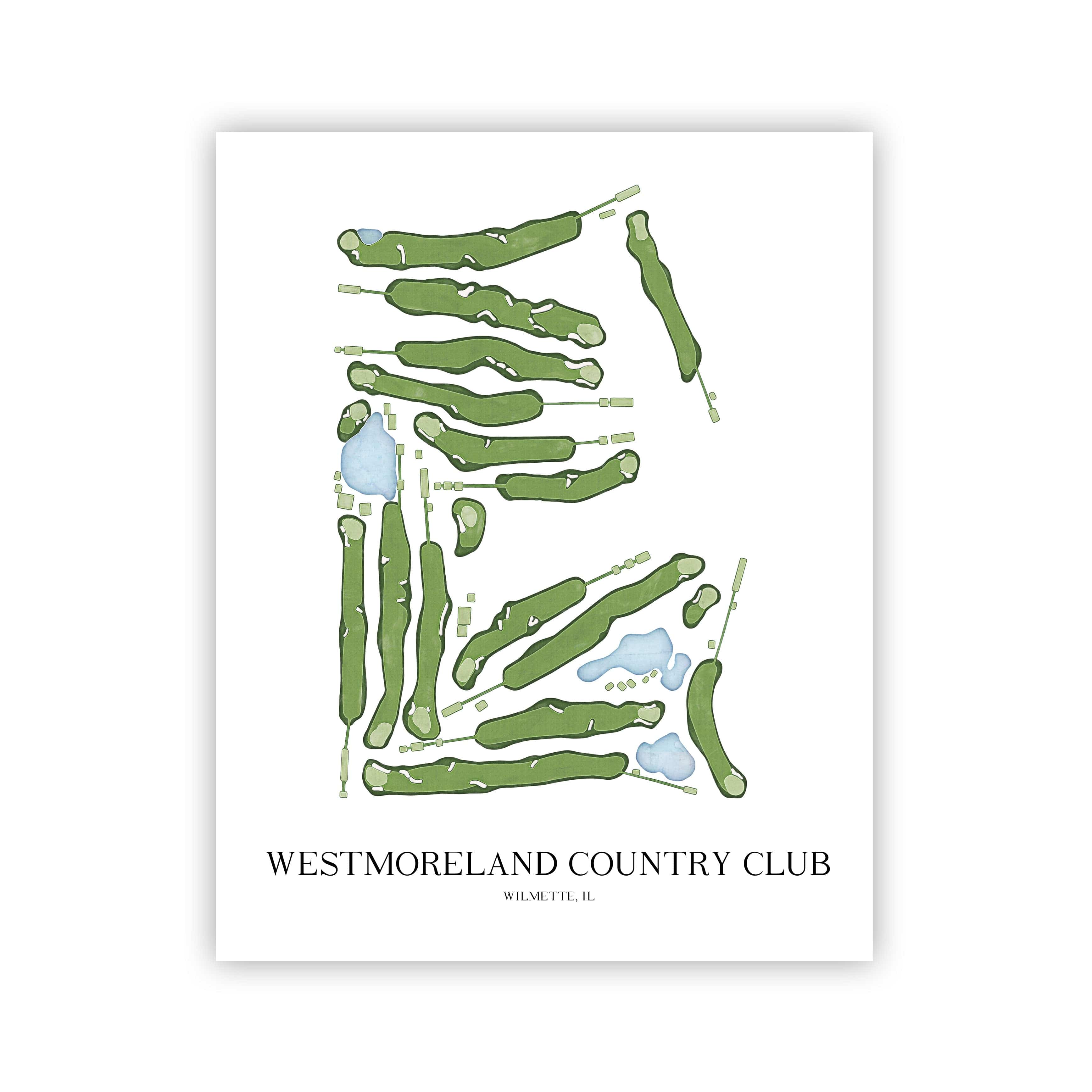 The 19th Hole Golf Shop - Golf Course Prints - Westmoreland Country Club Golf Course Map Golf Map