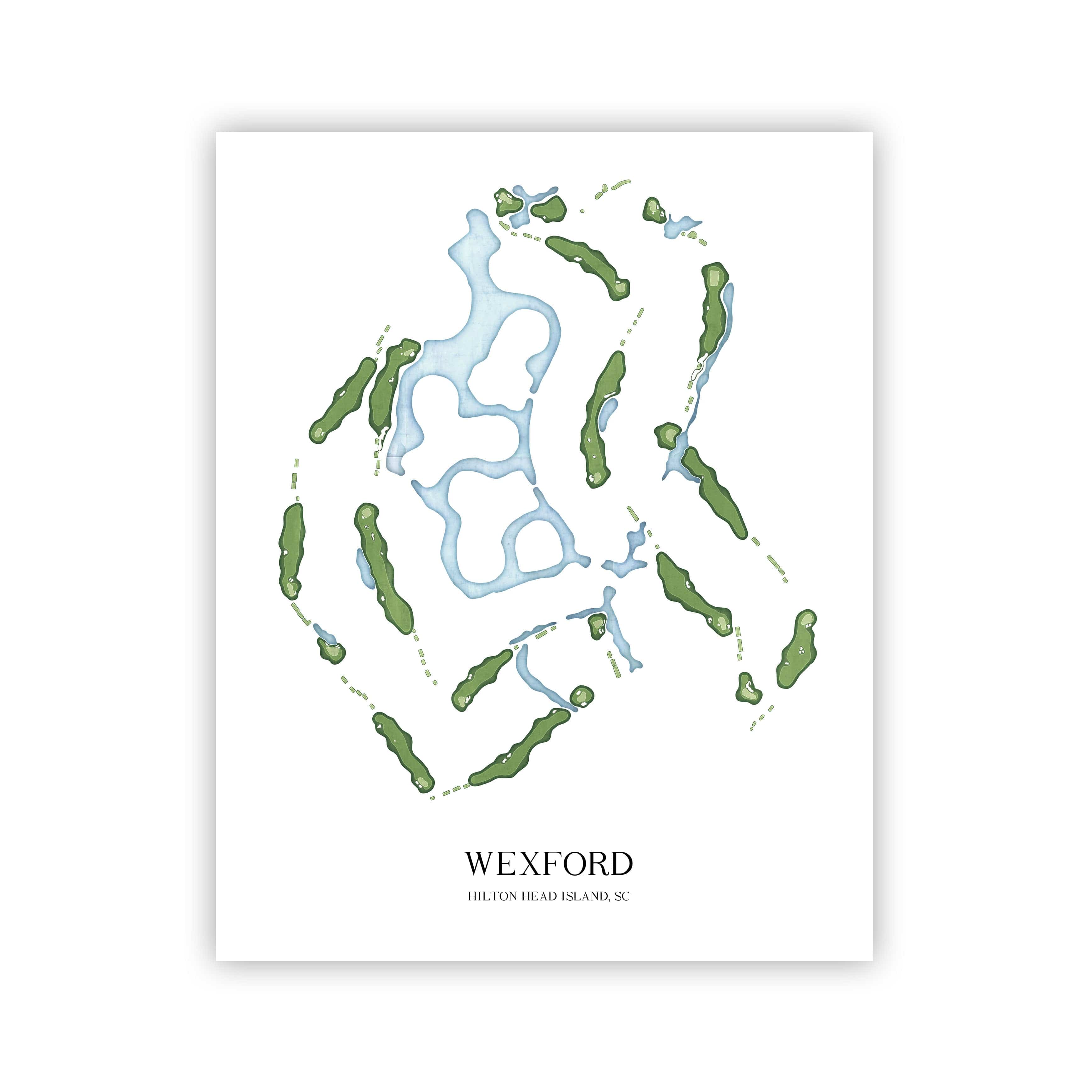 The 19th Hole Golf Shop - Golf Course Prints - Wexford Golf Course Map Golf Map