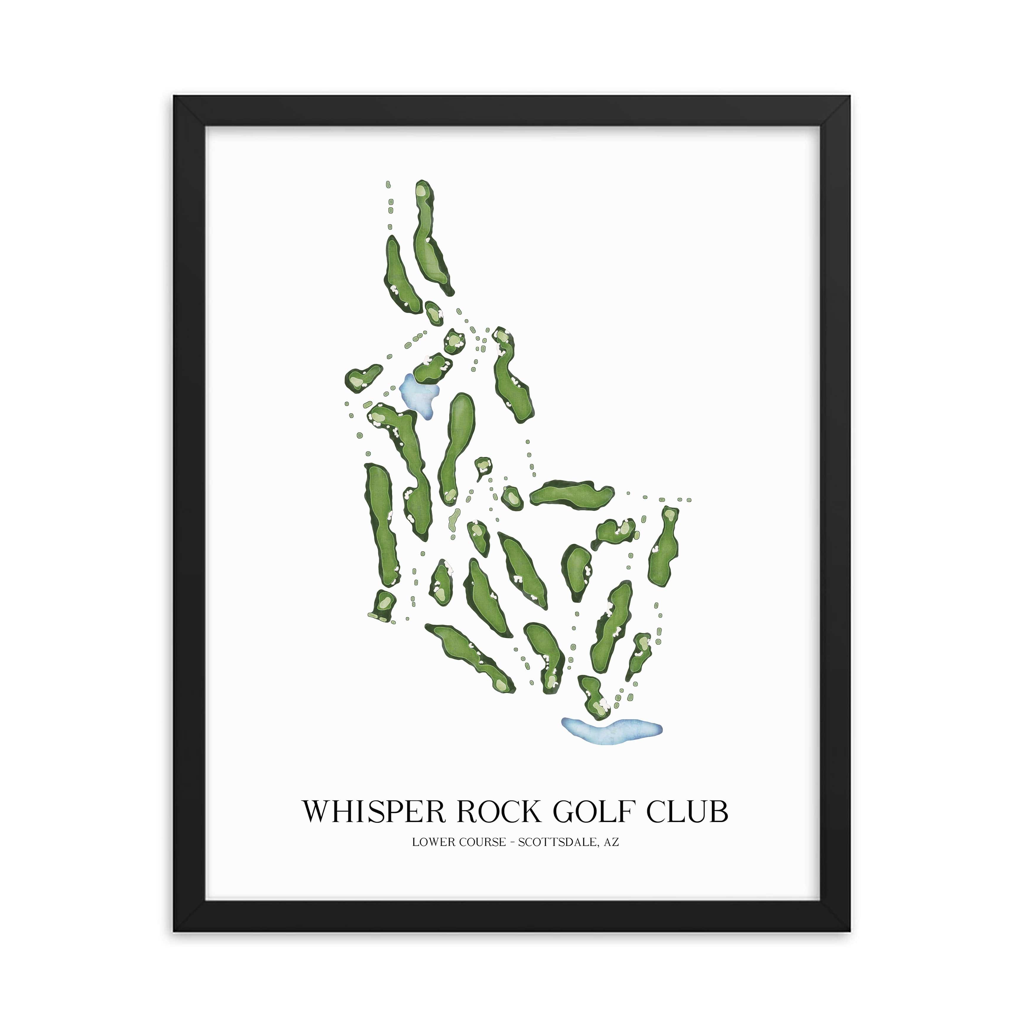 The 19th Hole Golf Shop - Golf Course Prints - Whisper Rock Golf Club - Lower Course Golf Course Map Golf Map