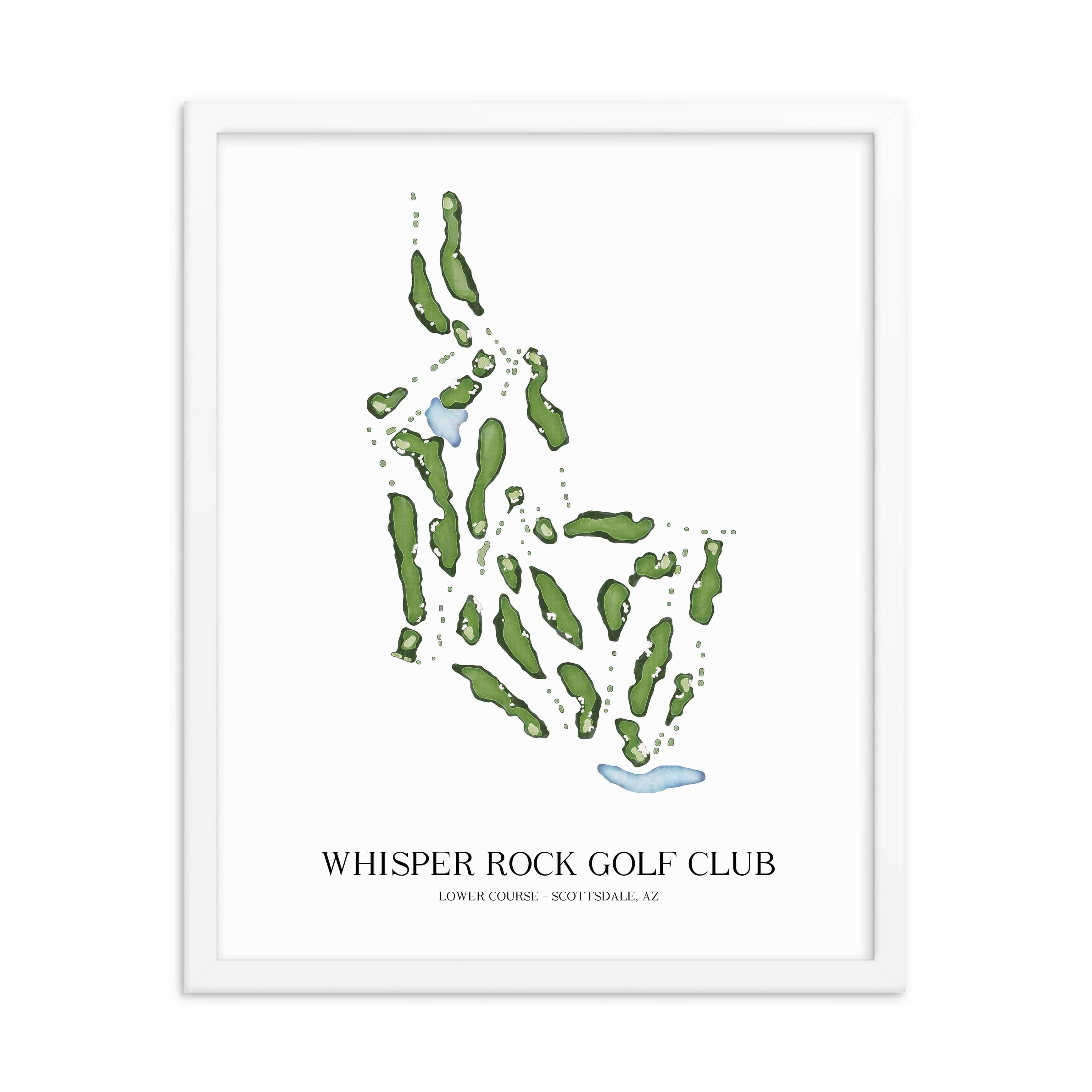 The 19th Hole Golf Shop - Golf Course Prints - Whisper Rock Golf Club - Lower Course Golf Course Map Golf Map