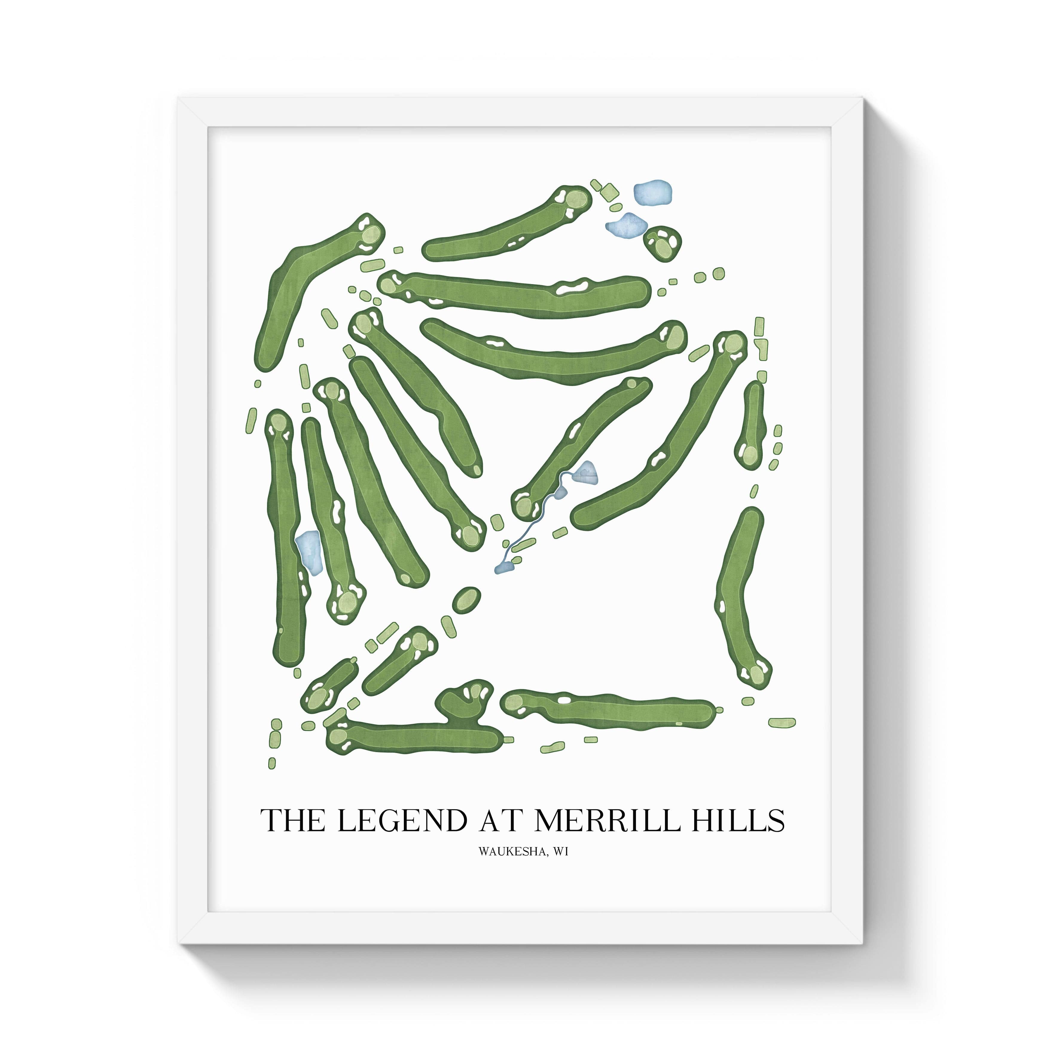 The 19th Hole Golf Shop - Golf Course Prints - White / 8" x 10" The Legend at Merrill Hills Golf Course Map Golf Map