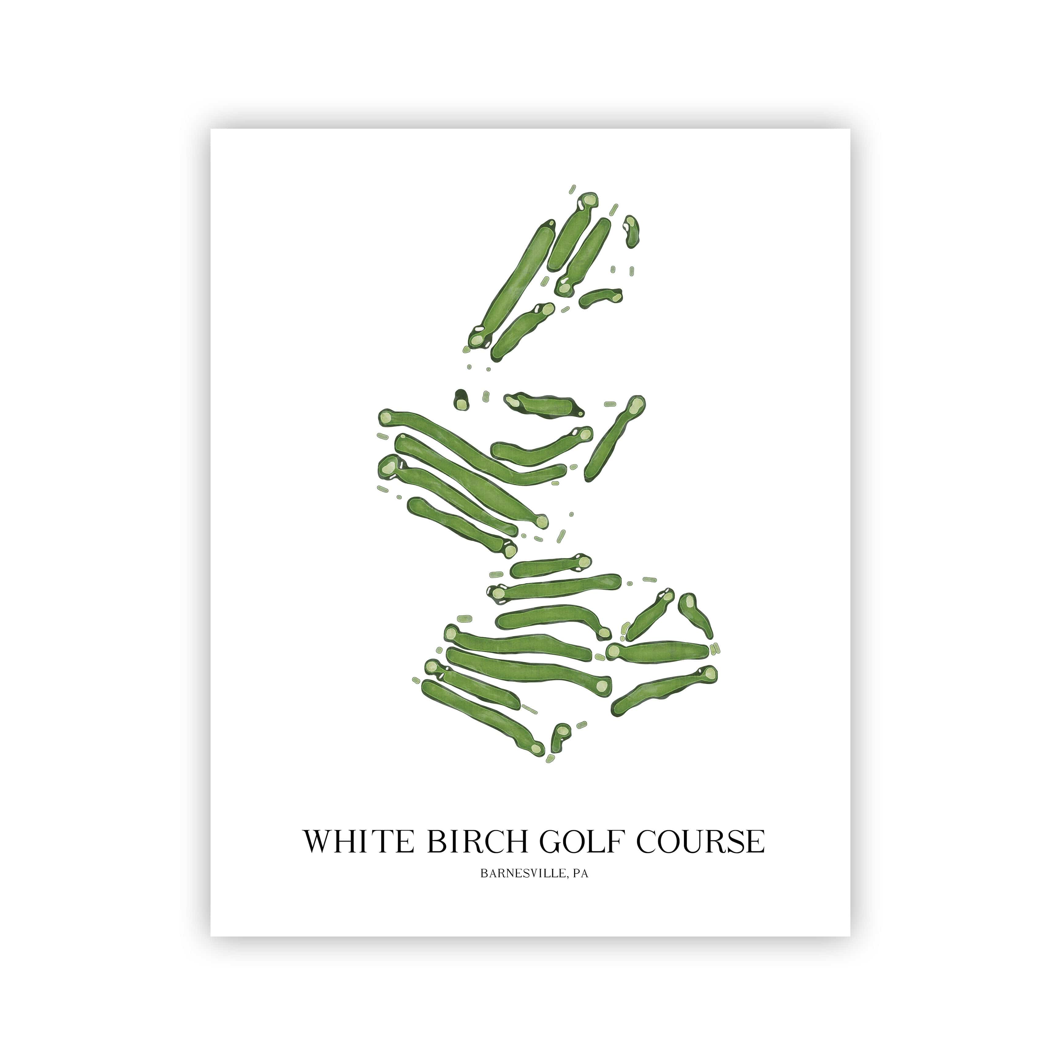 The 19th Hole Golf Shop - Golf Course Prints - White Birch Golf Course Golf Course Map Golf Map