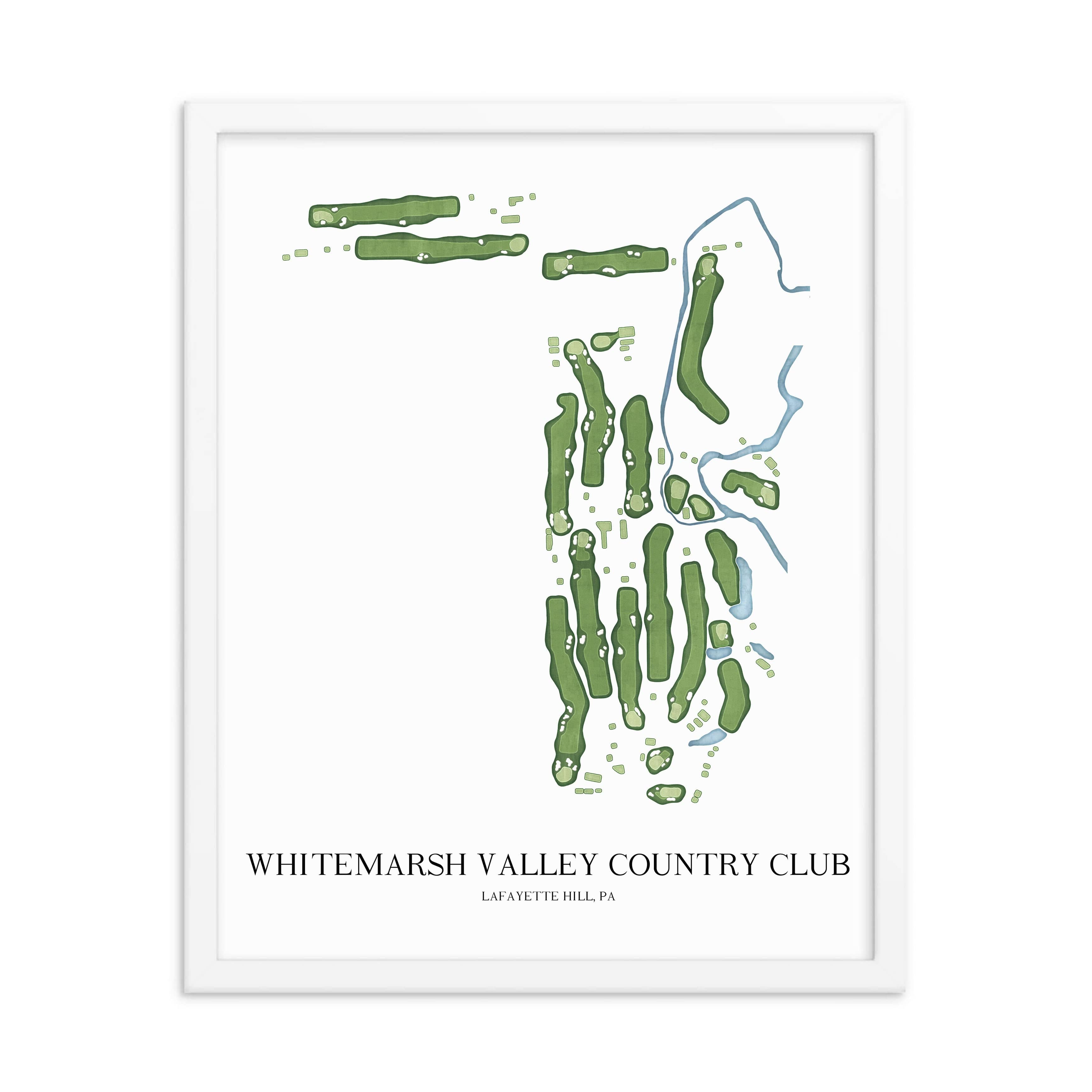 The 19th Hole Golf Shop - Golf Course Prints - Whitemarsh Valley Country Club Golf Course Map Golf Map