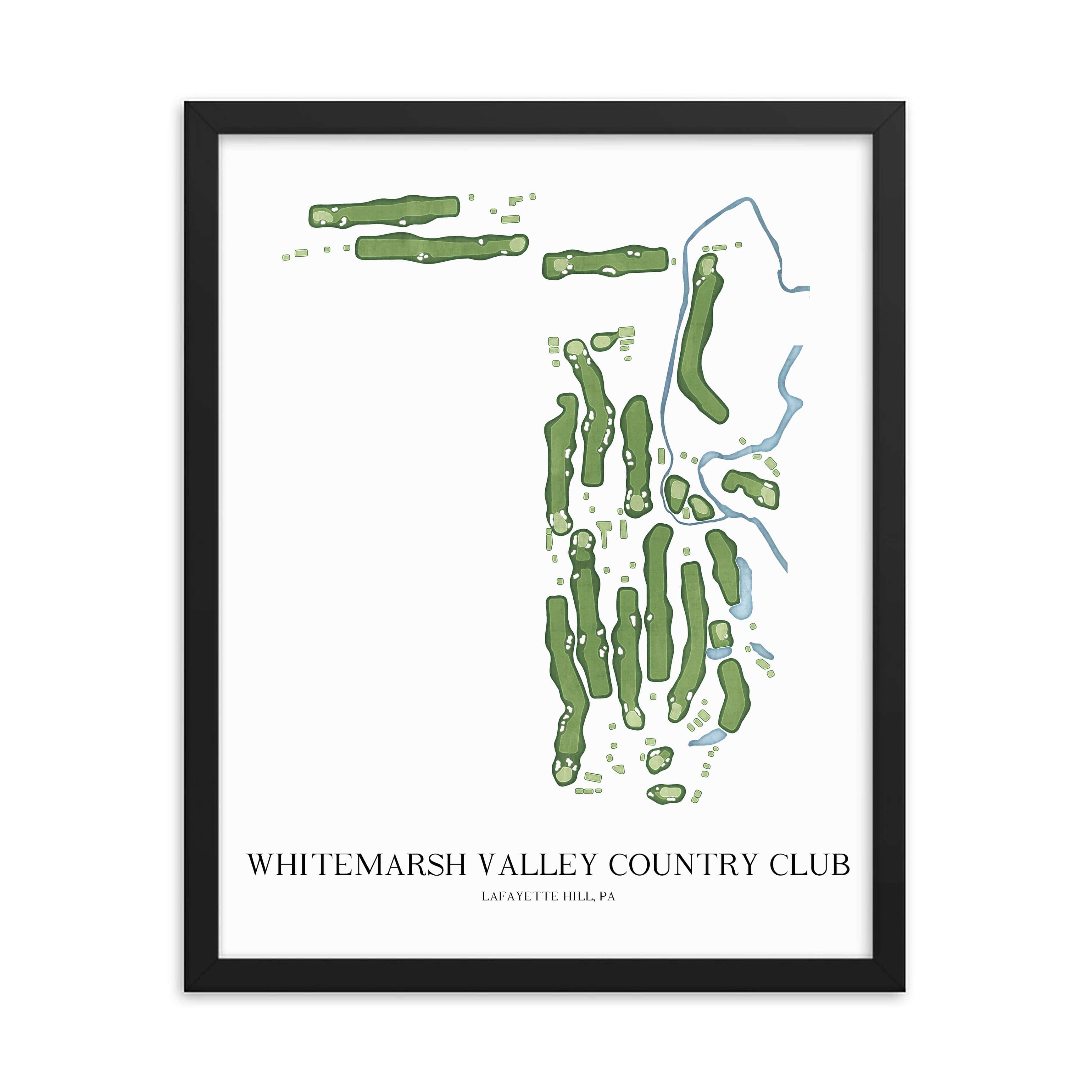 The 19th Hole Golf Shop - Golf Course Prints - Whitemarsh Valley Country Club Golf Course Map Golf Map