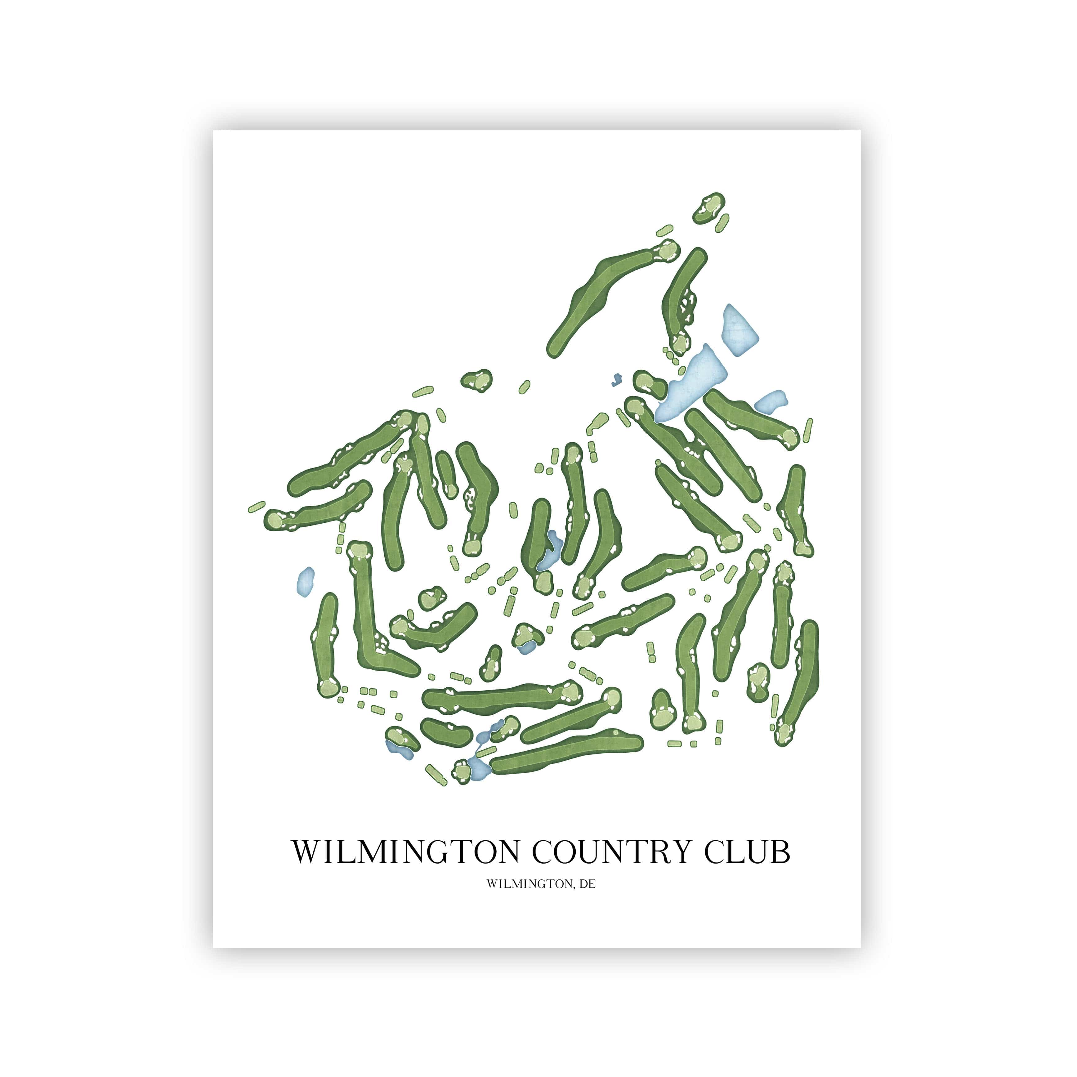 The 19th Hole Golf Shop - Golf Course Prints - Wilmington Country Club Golf Course Map Golf Map