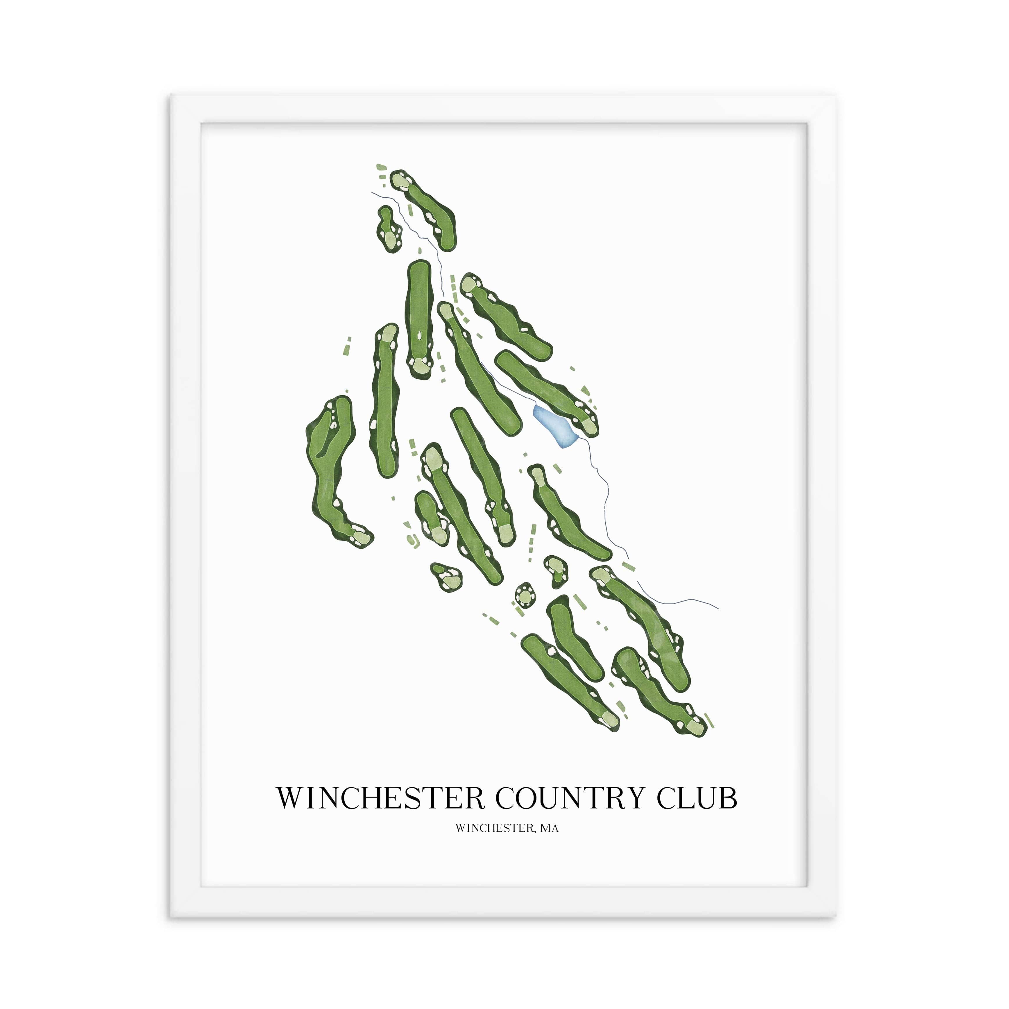 The 19th Hole Golf Shop - Golf Course Prints - Winchester Country Club Golf Course Map Golf Map