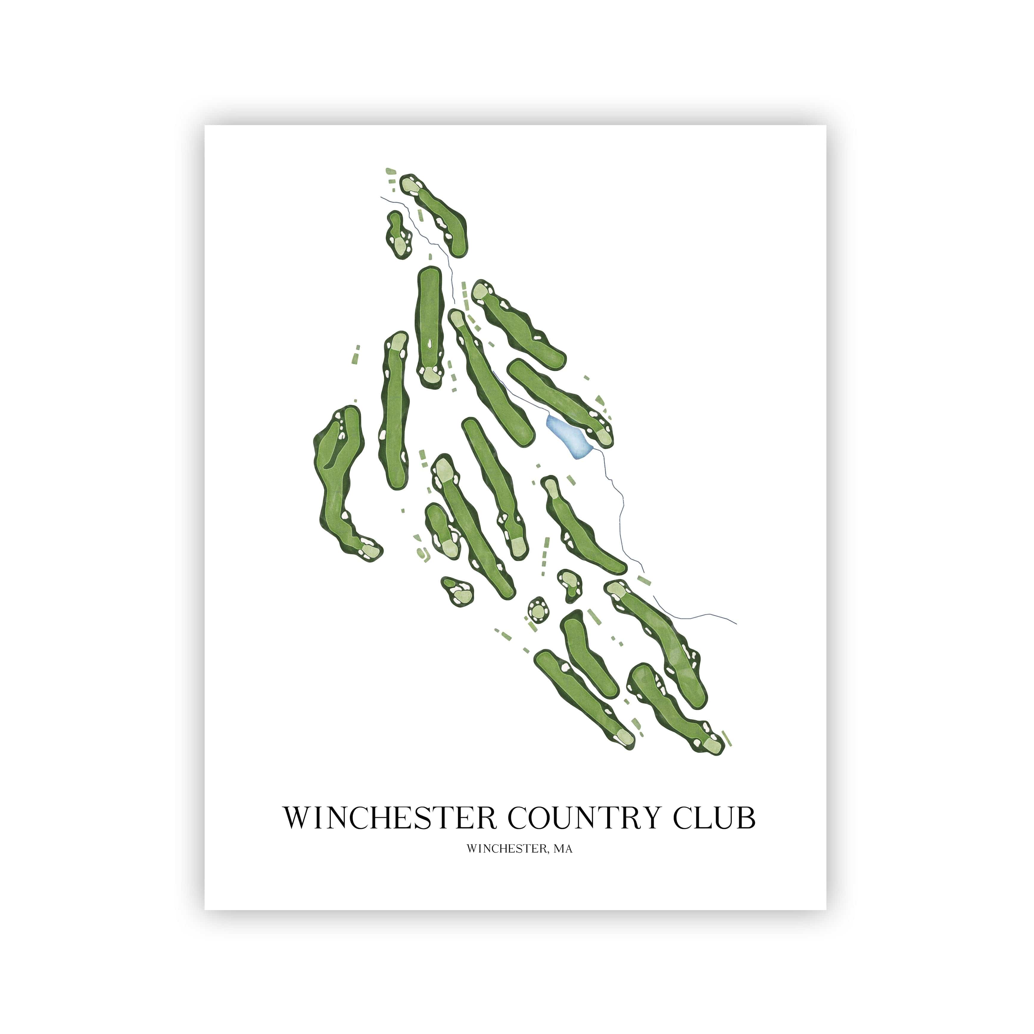 The 19th Hole Golf Shop - Golf Course Prints - Winchester Country Club Golf Course Map Golf Map