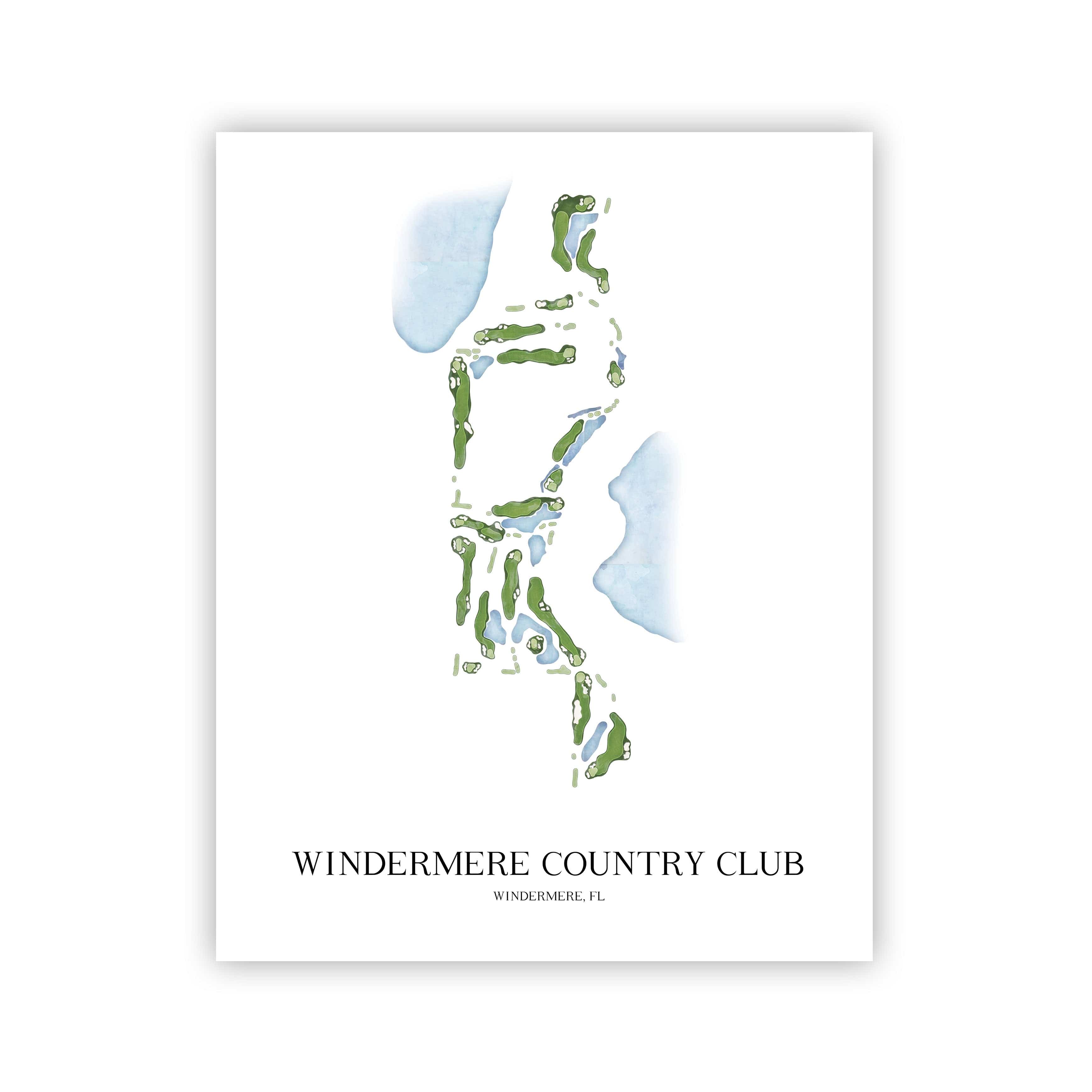 The 19th Hole Golf Shop - Golf Course Prints - Windermere Country Club Golf Course Map Golf Map